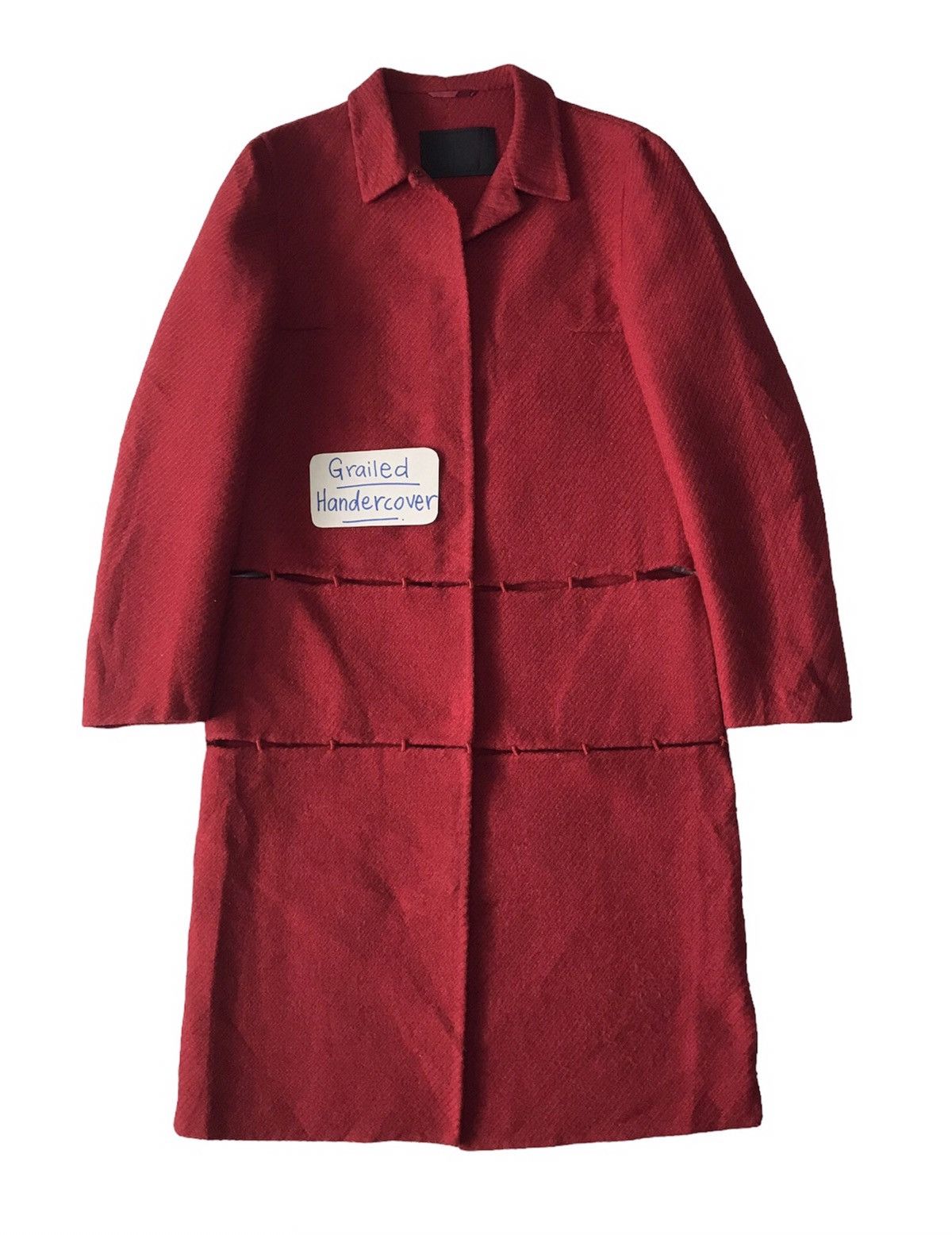 image of VTG Prada Fw 1998 Runaway Fashion Show Wool Long Coat in Red, Women's (Size Medium)