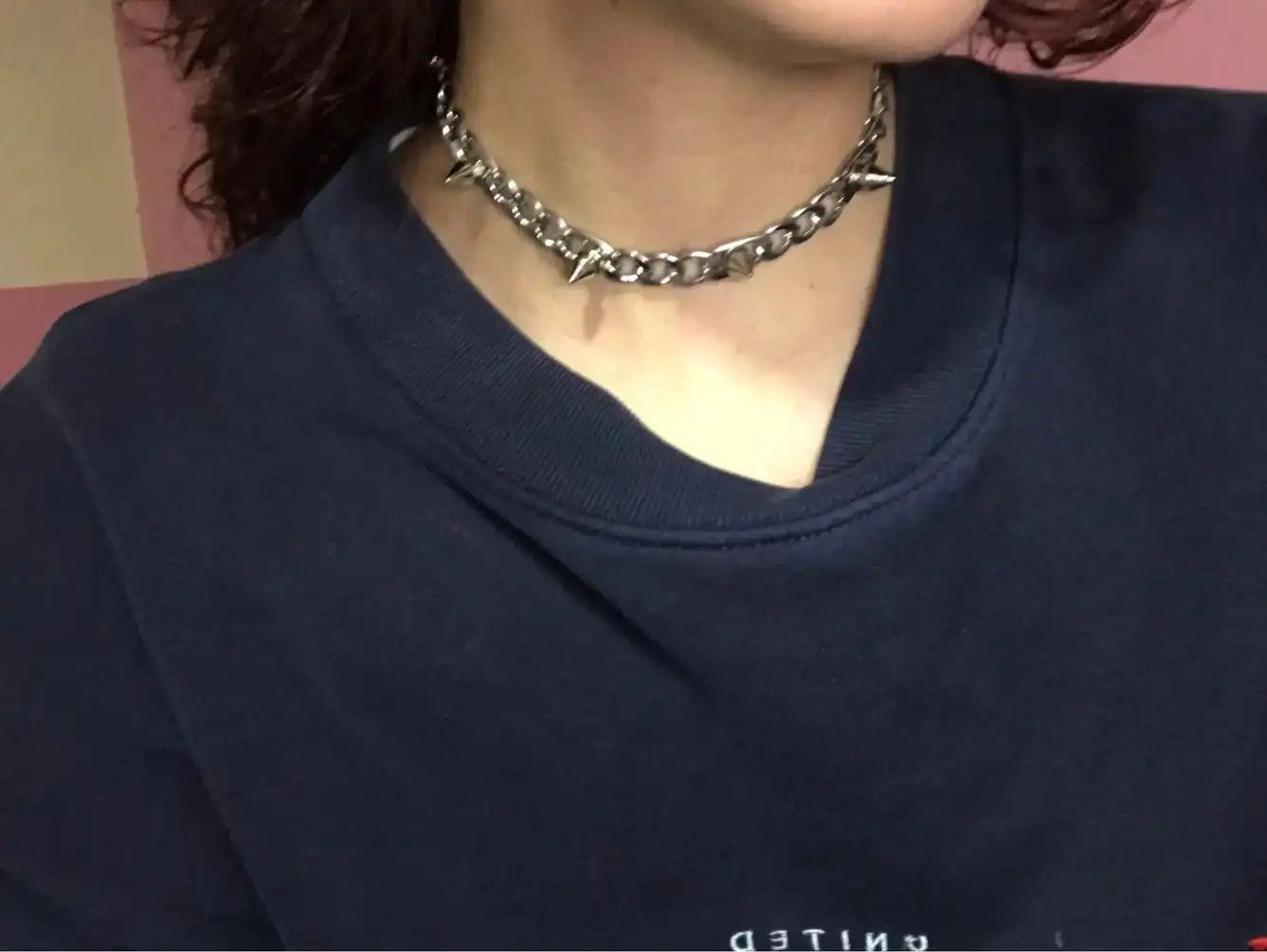 Jewelry Rivets Chains Choker Necklace Size ONE SIZE - 2 Thumbnail