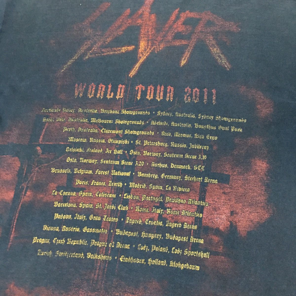 Band Tees Slayer Tour Distressed Metal Shirt Size US M / EU 48-50 / 2 - 6 Thumbnail