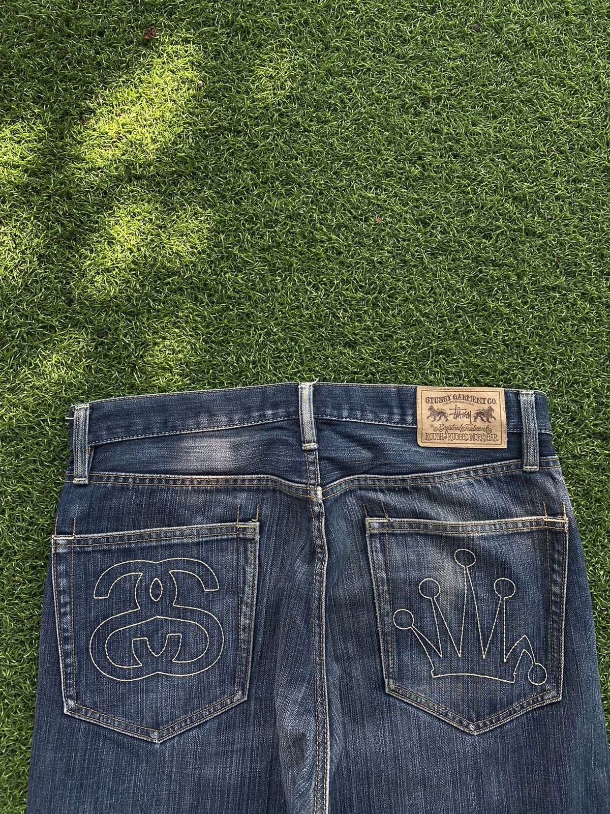 Stussy × Vintage STUSSY DENIM EMBROIDERED CROWN LOGO Size US 34 / EU 50 - 2 Thumbnail