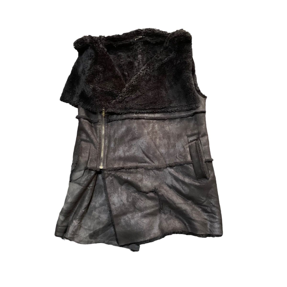 RARE✨PAPRIKA ASYMMETRICAL FAUX FURR LINEN PATCHWORK JACKET