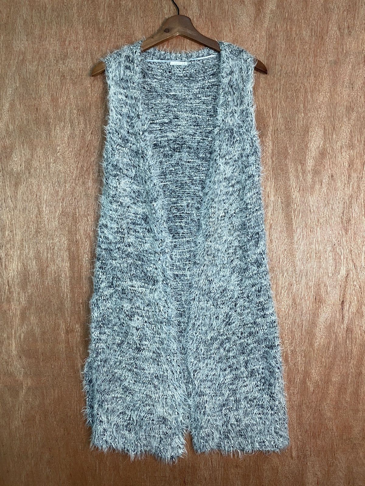 image of Gu Cardigan Soft Fur Shag Shaggy Mohair Knitwear Vestsb581 in Grey, Men's (Size Medium)