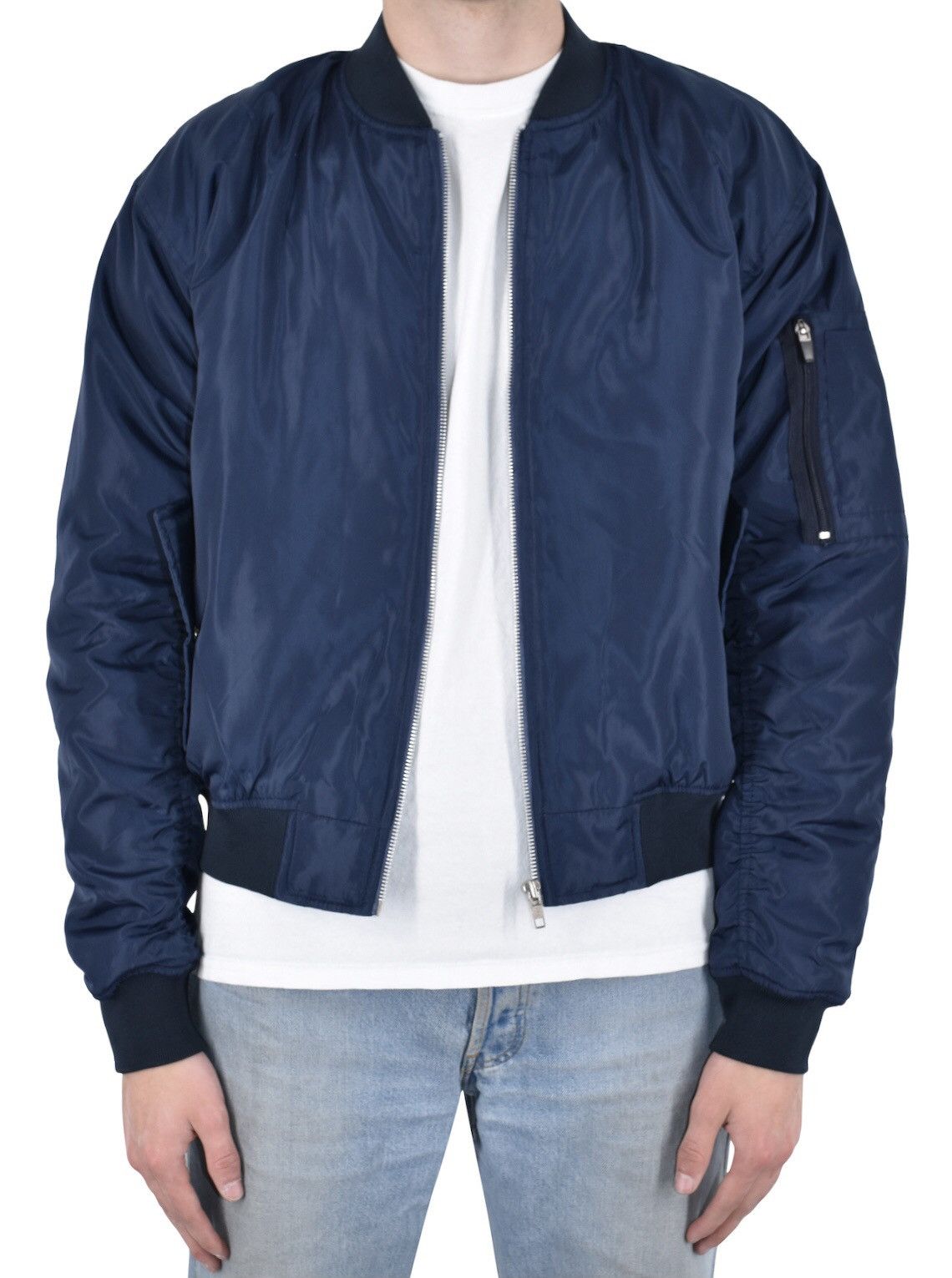 Vintage Nylon Bomber Jacket Navy Size US XL / EU 56 / 4 - 1 Thumbnail