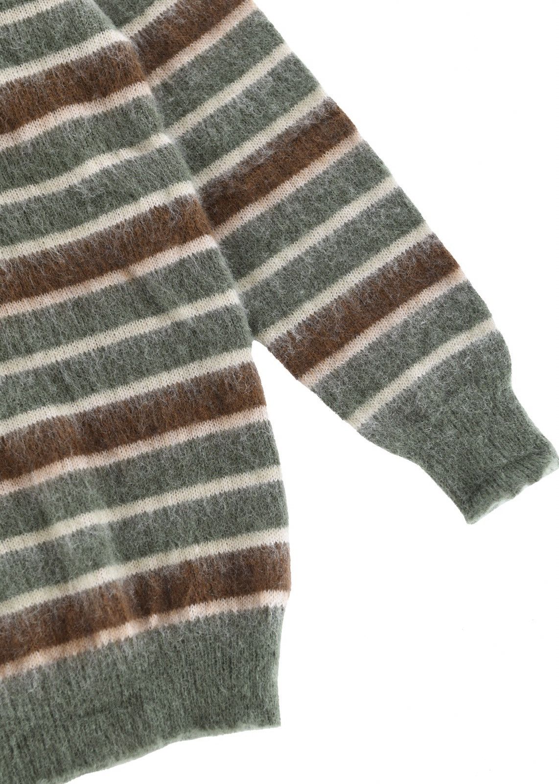 Vintage Striped Mohair Knit Sweater Forest Green Size US S / EU 44-46 / 1 - 6 Thumbnail