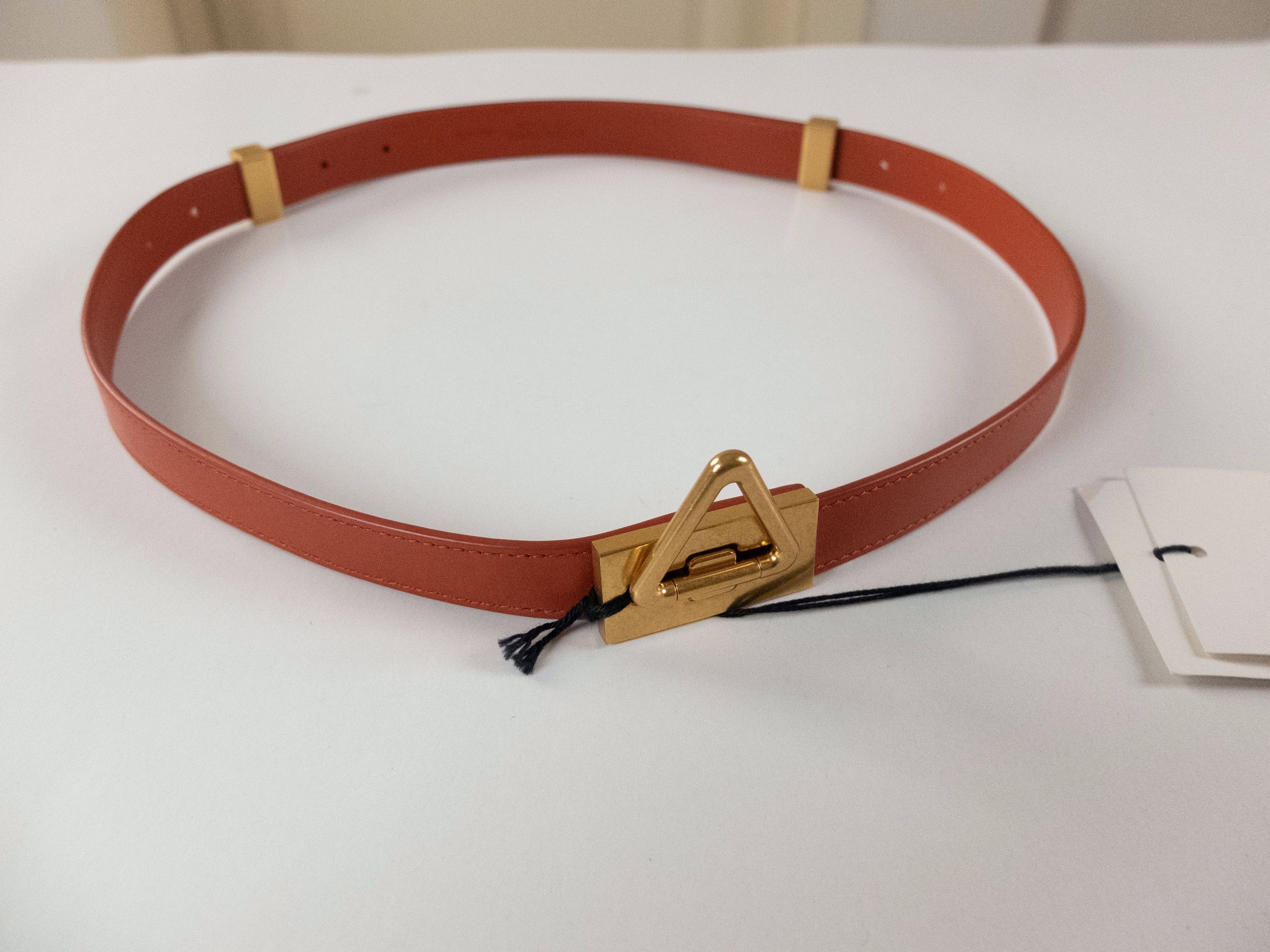 Bottega Veneta BOTTEGA VENETA Point Lock orange gold leather belt 80 Size ONE SIZE - 9 Thumbnail