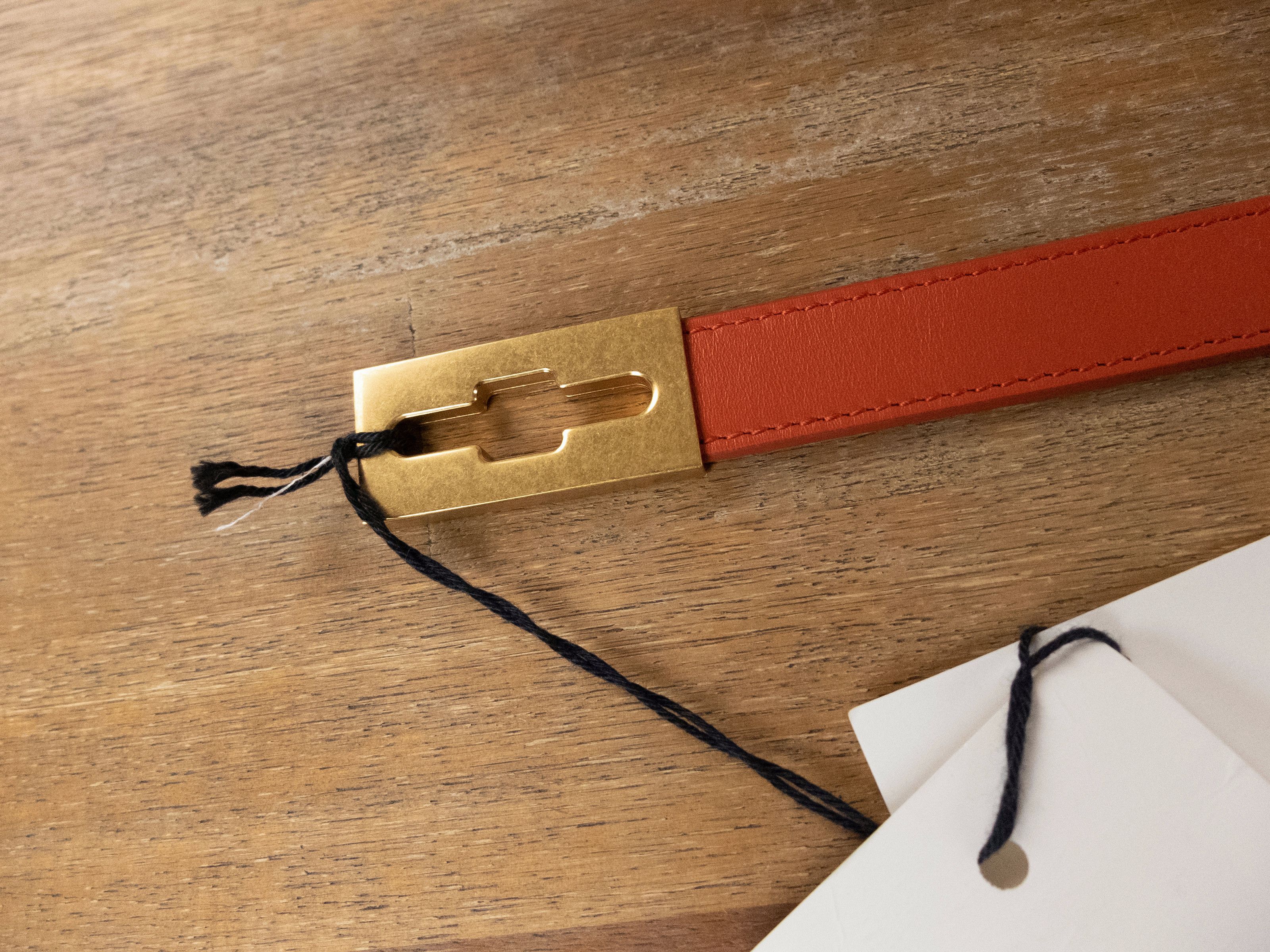 Bottega Veneta BOTTEGA VENETA Point Lock orange gold leather belt 80 Size ONE SIZE - 8 Thumbnail