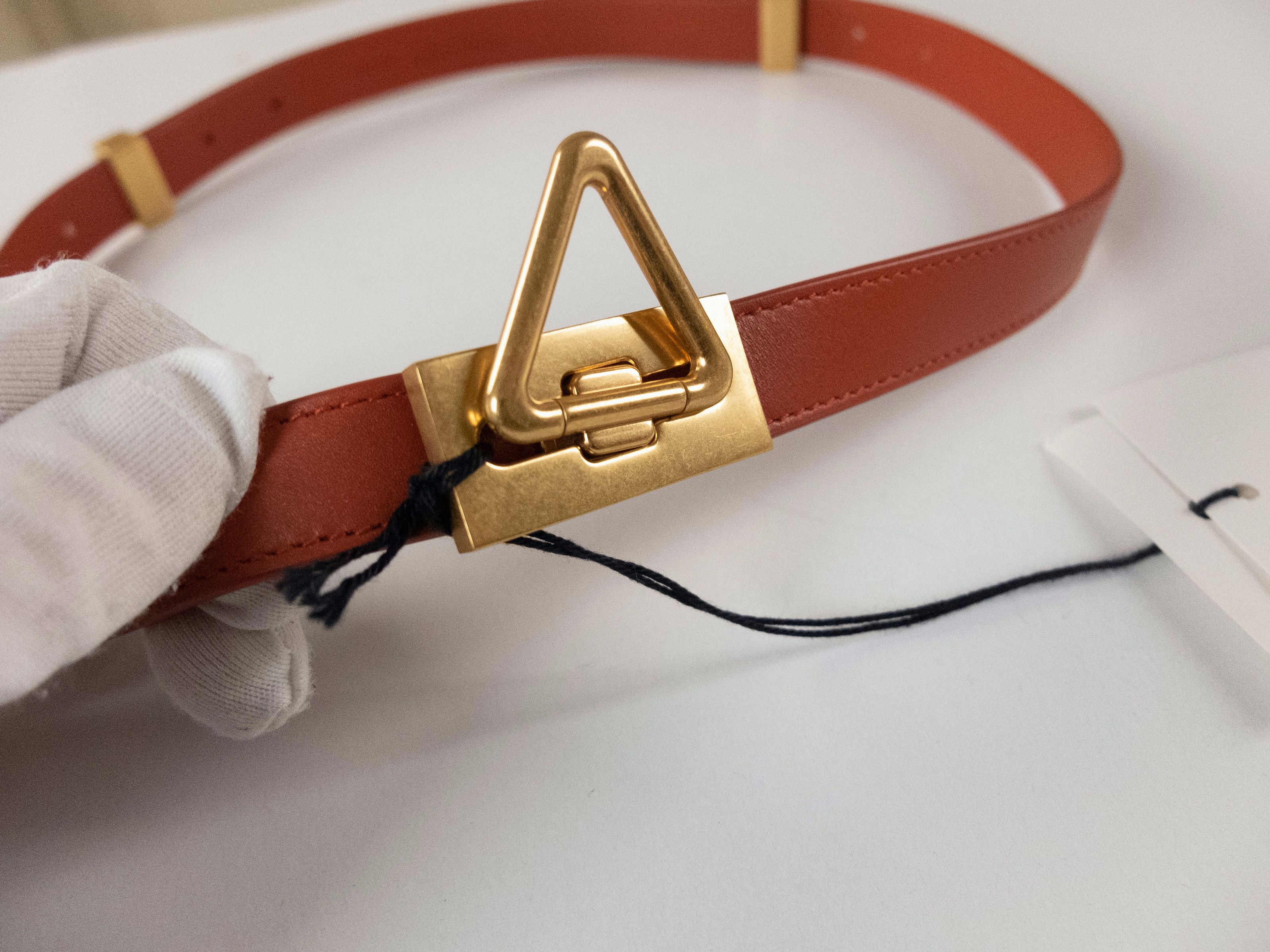 Bottega Veneta BOTTEGA VENETA Point Lock orange gold leather belt 80 Size ONE SIZE - 10 Thumbnail