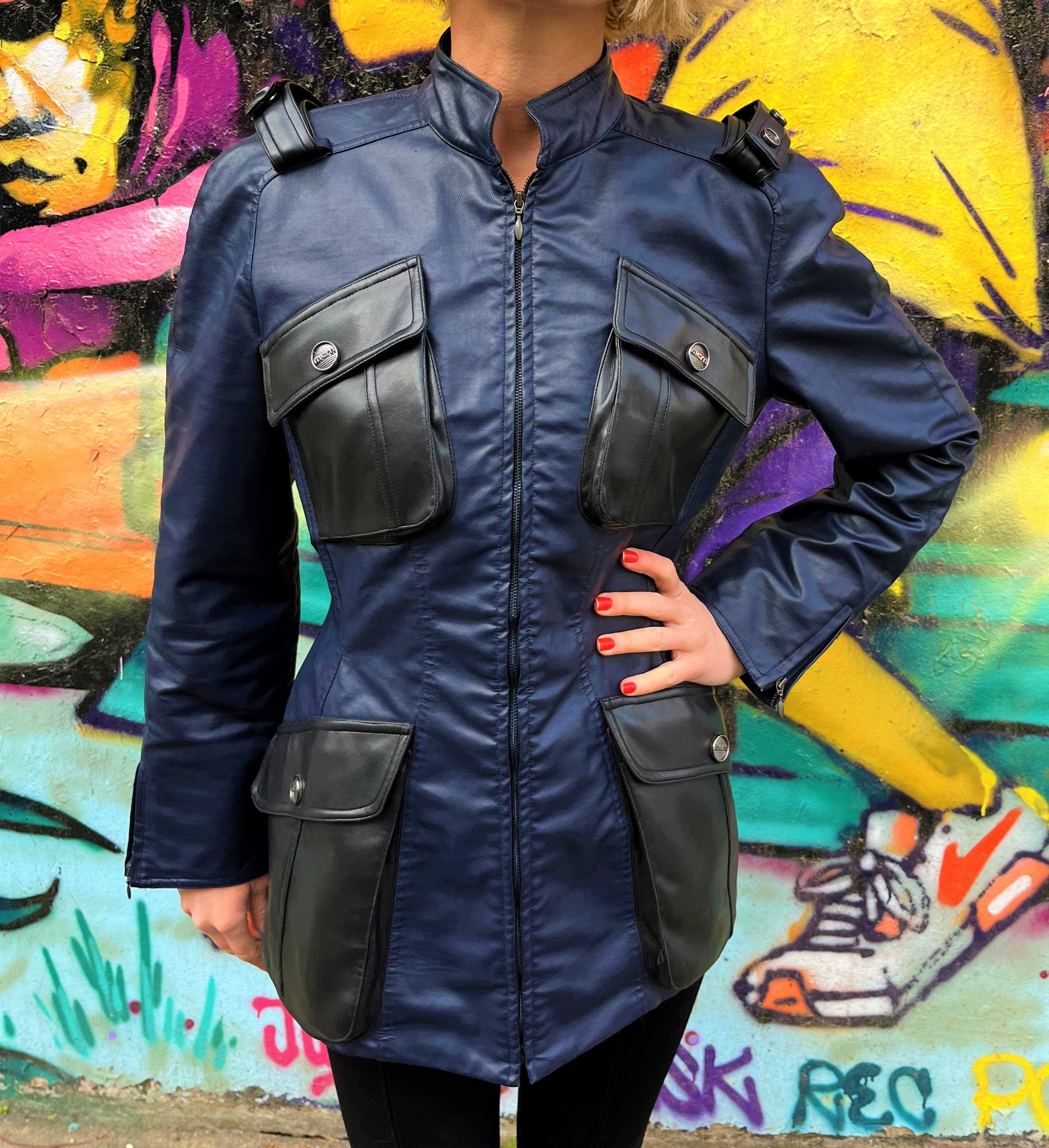 Thierry Mugler Thierry Mugler Motorcycle Vintage PVC Faux Leather Jacket Size L / US 10 / IT 46 - 2 Thumbnail