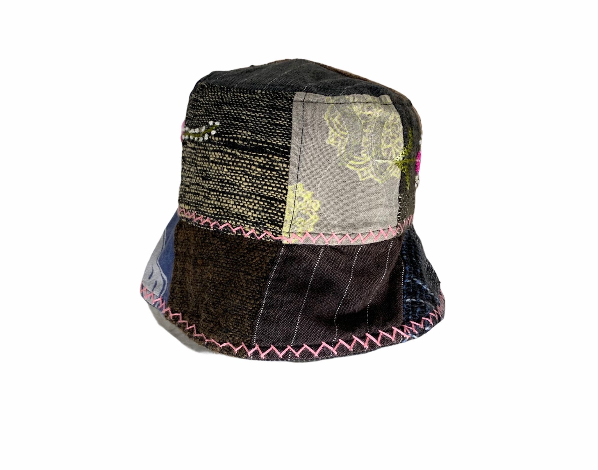 Designer × Japanese Brand Sashiko boro pattern flower embroidered hat Size 26 - 4 Thumbnail