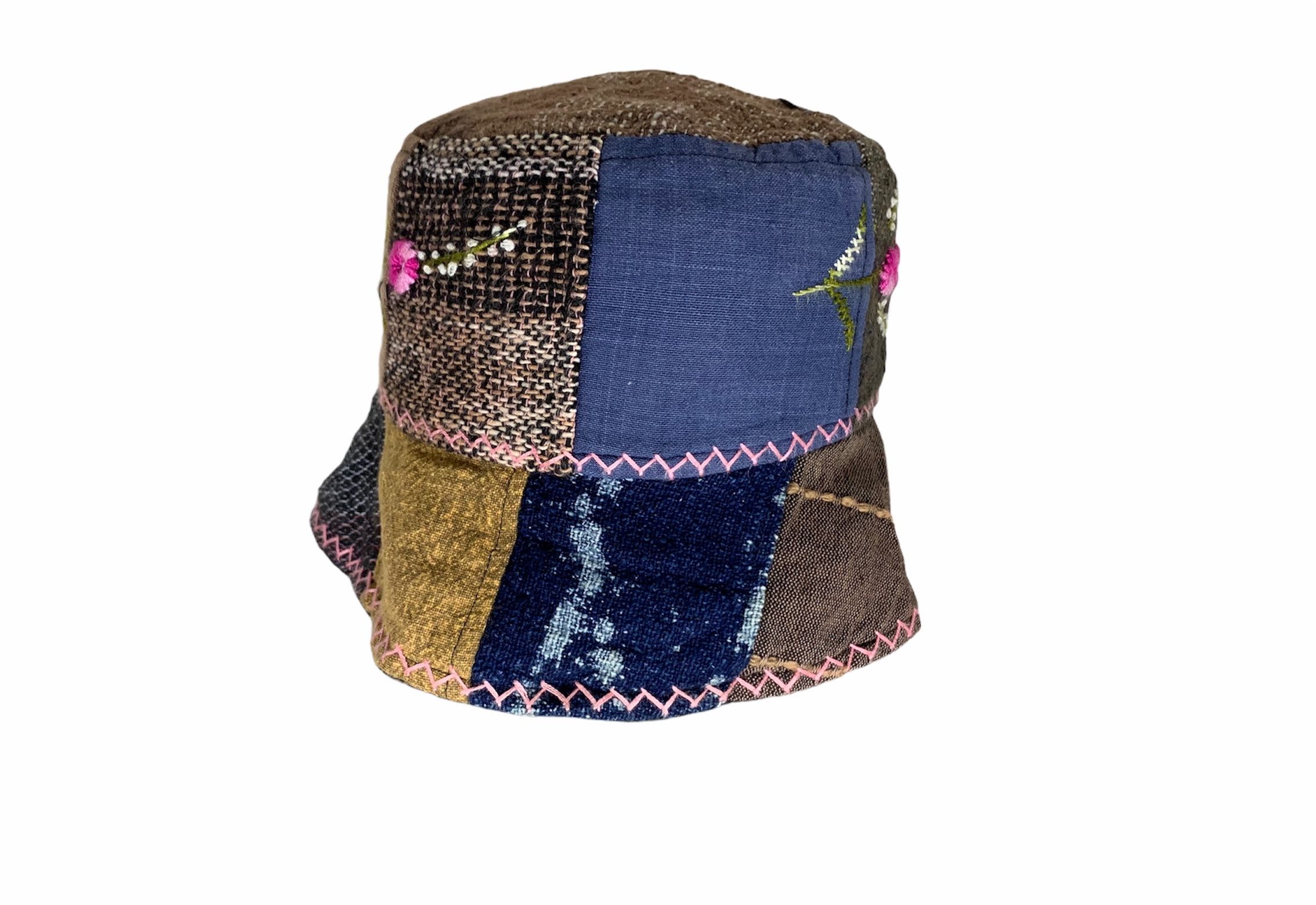 Designer × Japanese Brand Sashiko boro pattern flower embroidered hat Size 26 - 2 Thumbnail