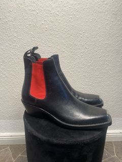 Calvin Klein Leather Chelsea Boots With 205 Silver Toe Plate in