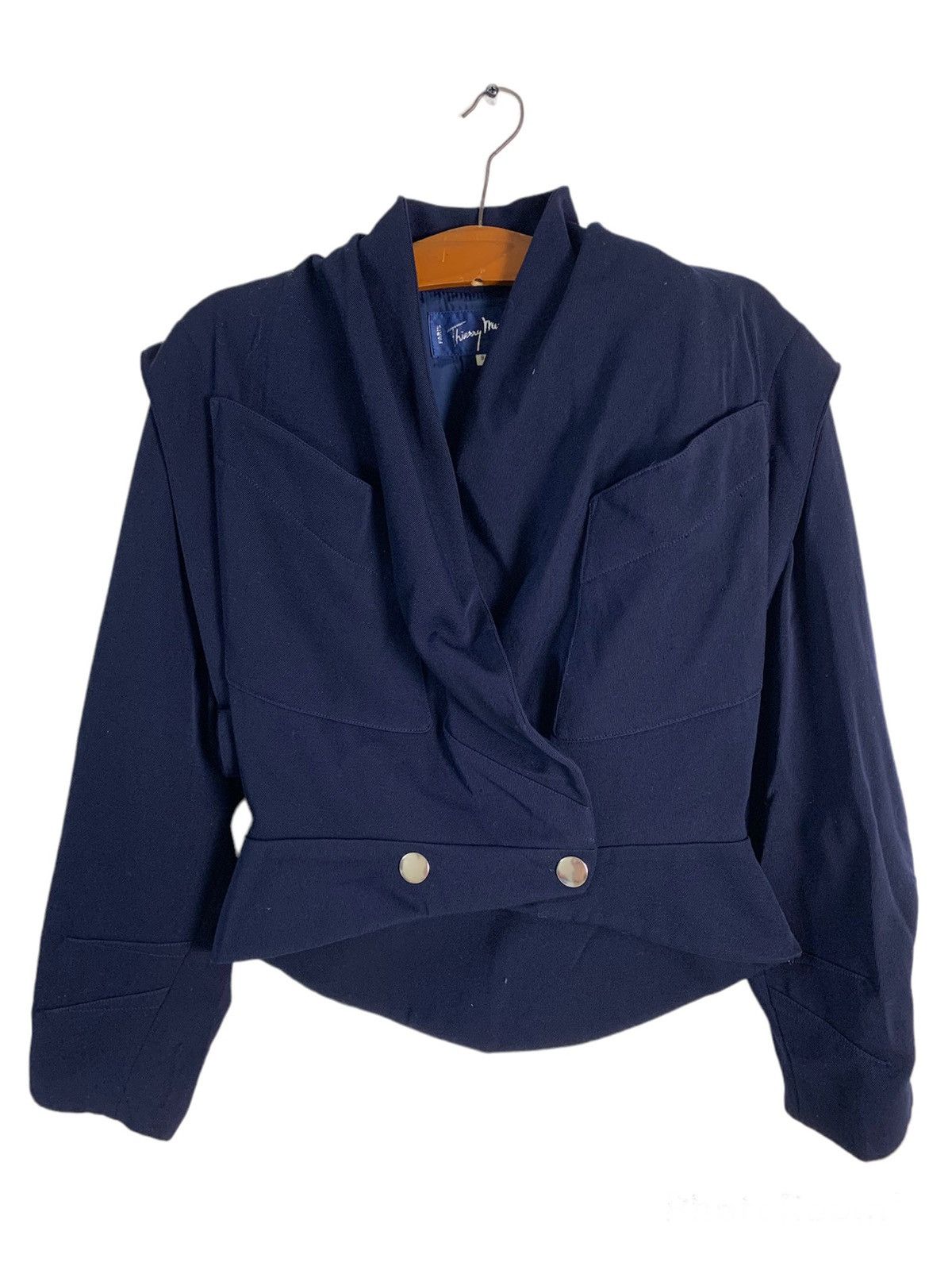 Image of Vintage Thierry Mugler Jacket in Blue, Women's (Size Small)