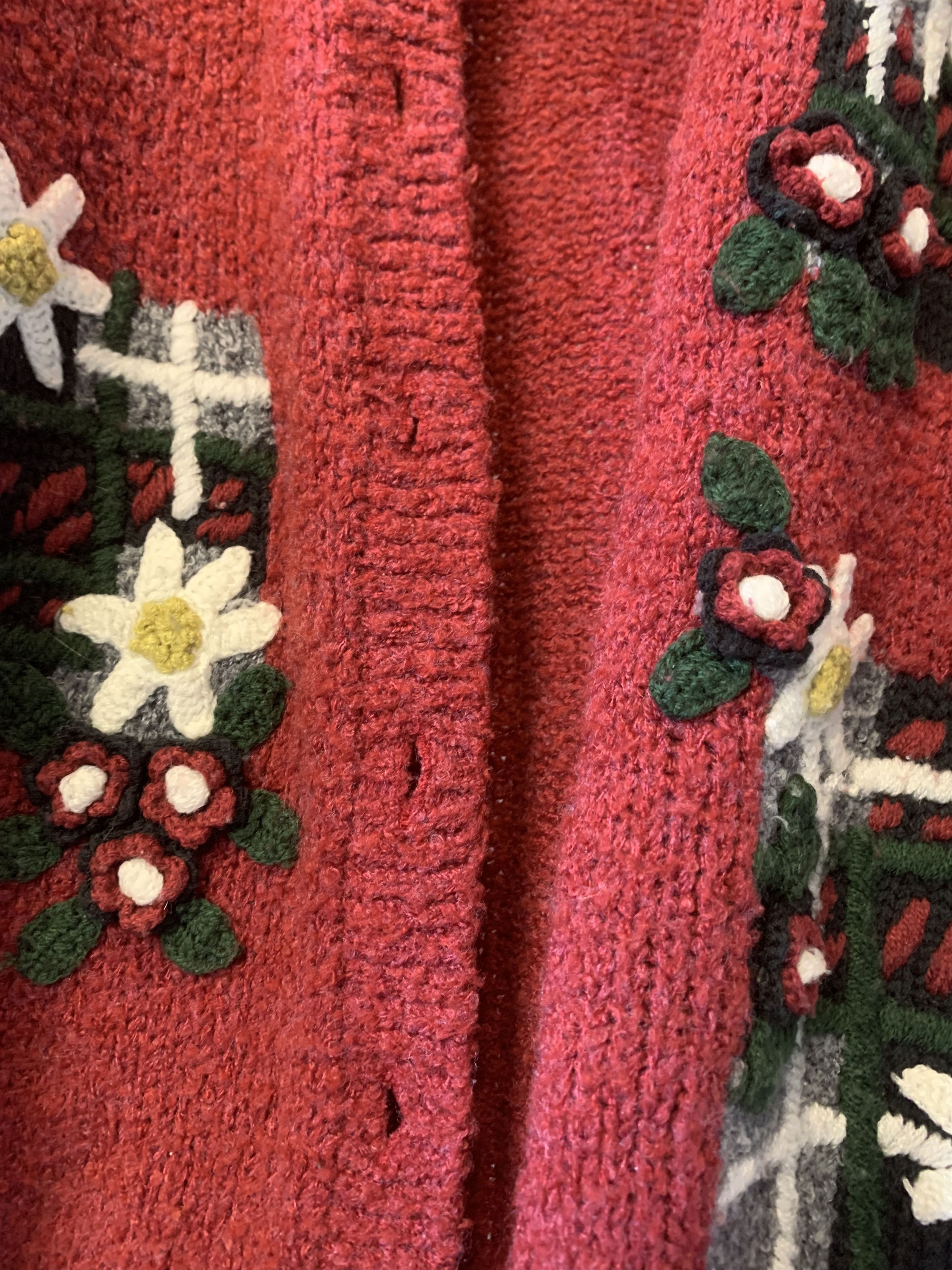 Vintage 90s Cute Christmas Flower Embroidered Cardigan Size US L / EU 52-54 / 3 - 7 Thumbnail