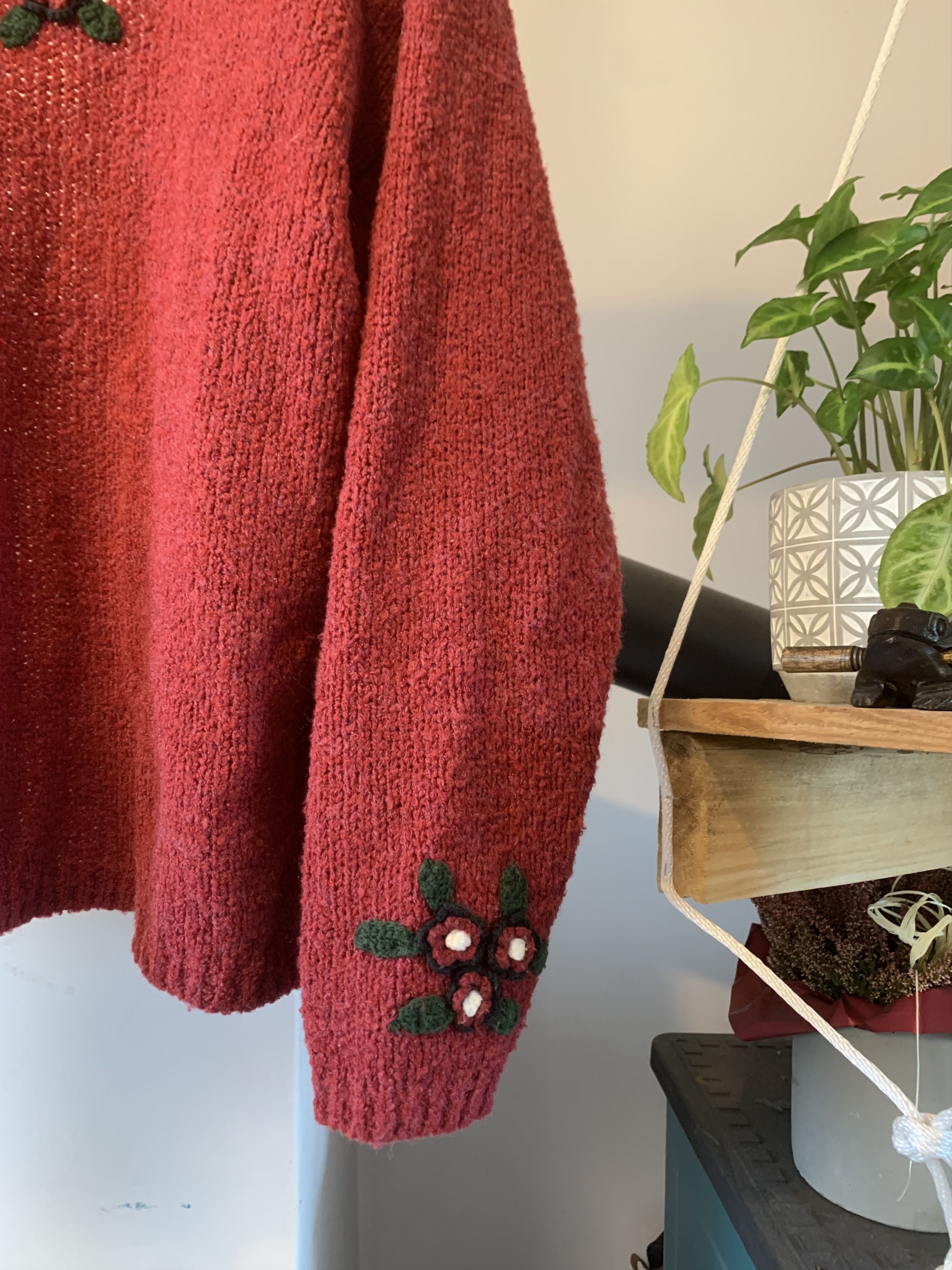 Vintage 90s Cute Christmas Flower Embroidered Cardigan Size US L / EU 52-54 / 3 - 10 Thumbnail