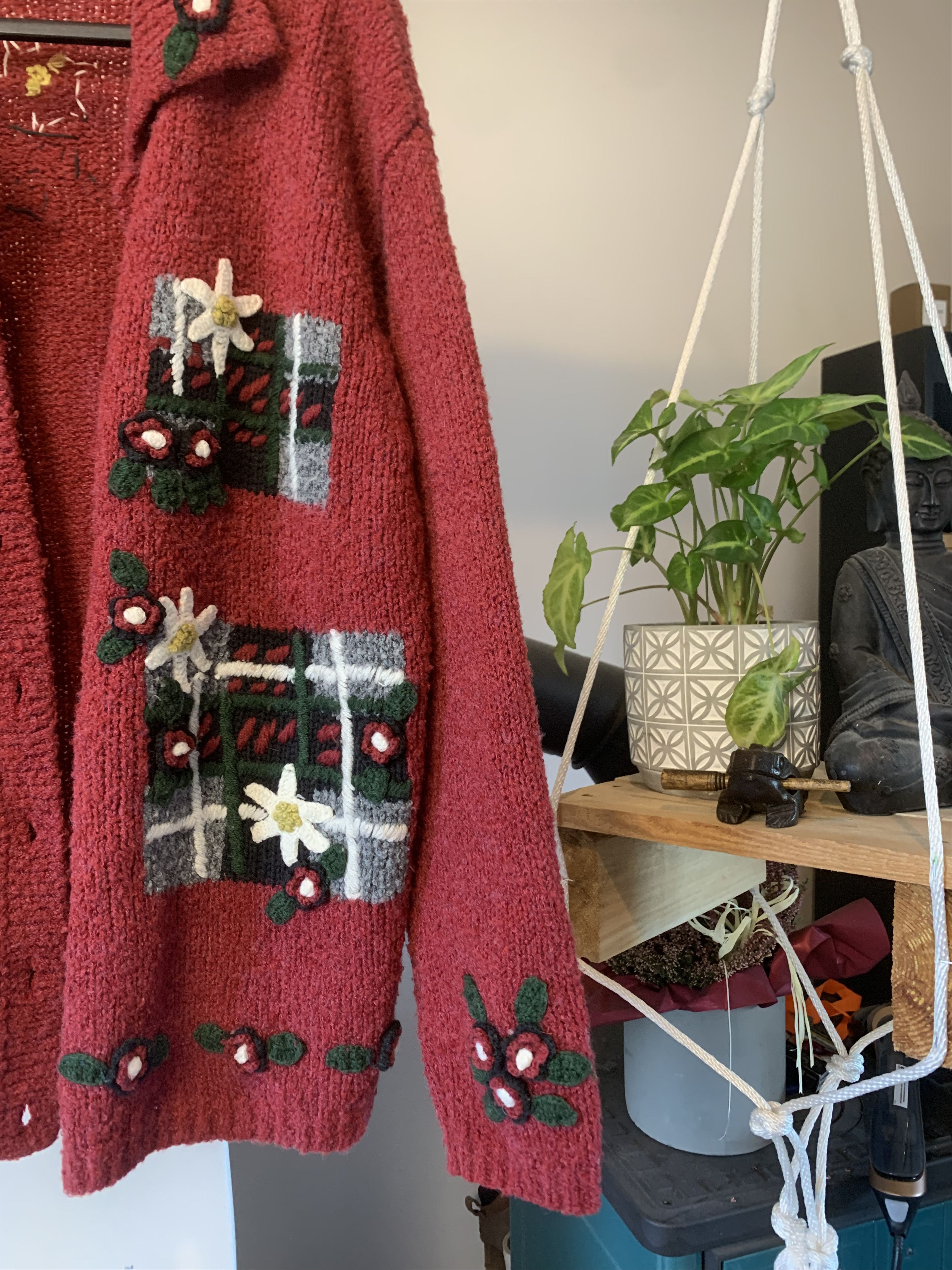 Vintage 90s Cute Christmas Flower Embroidered Cardigan Size US L / EU 52-54 / 3 - 5 Thumbnail
