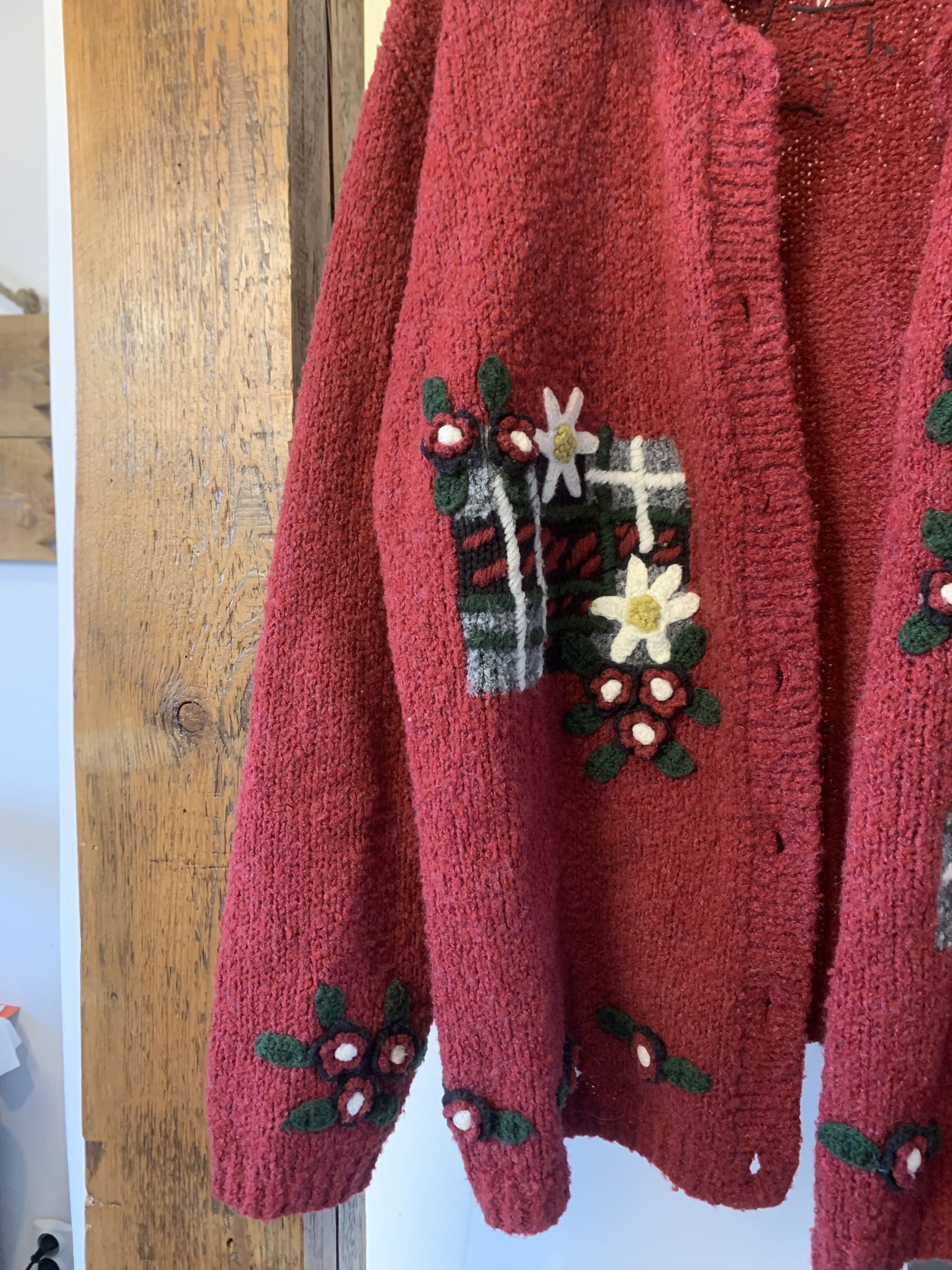 Vintage 90s Cute Christmas Flower Embroidered Cardigan Size US L / EU 52-54 / 3 - 4 Thumbnail