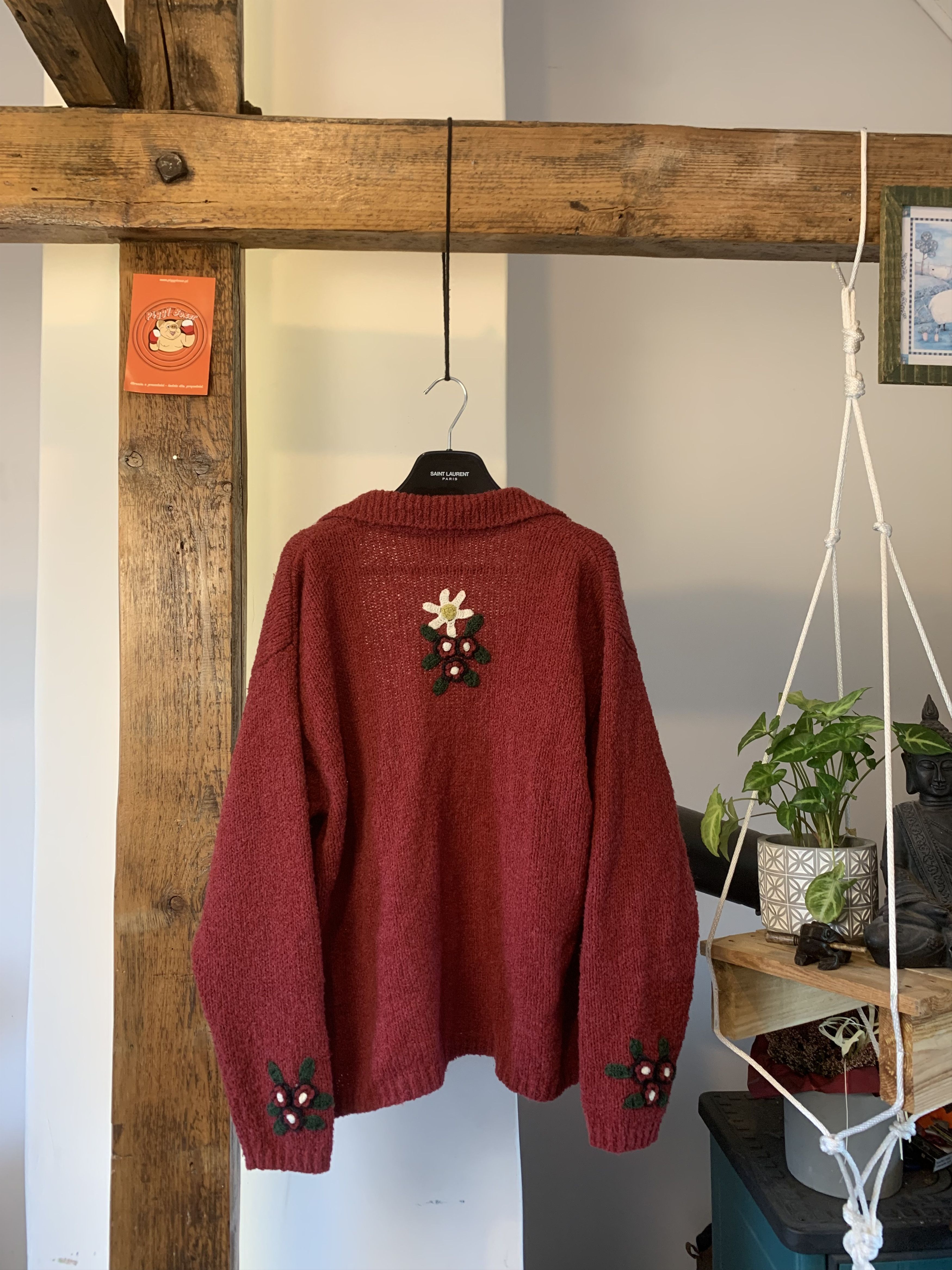 Vintage 90s Cute Christmas Flower Embroidered Cardigan Size US L / EU 52-54 / 3 - 2 Thumbnail