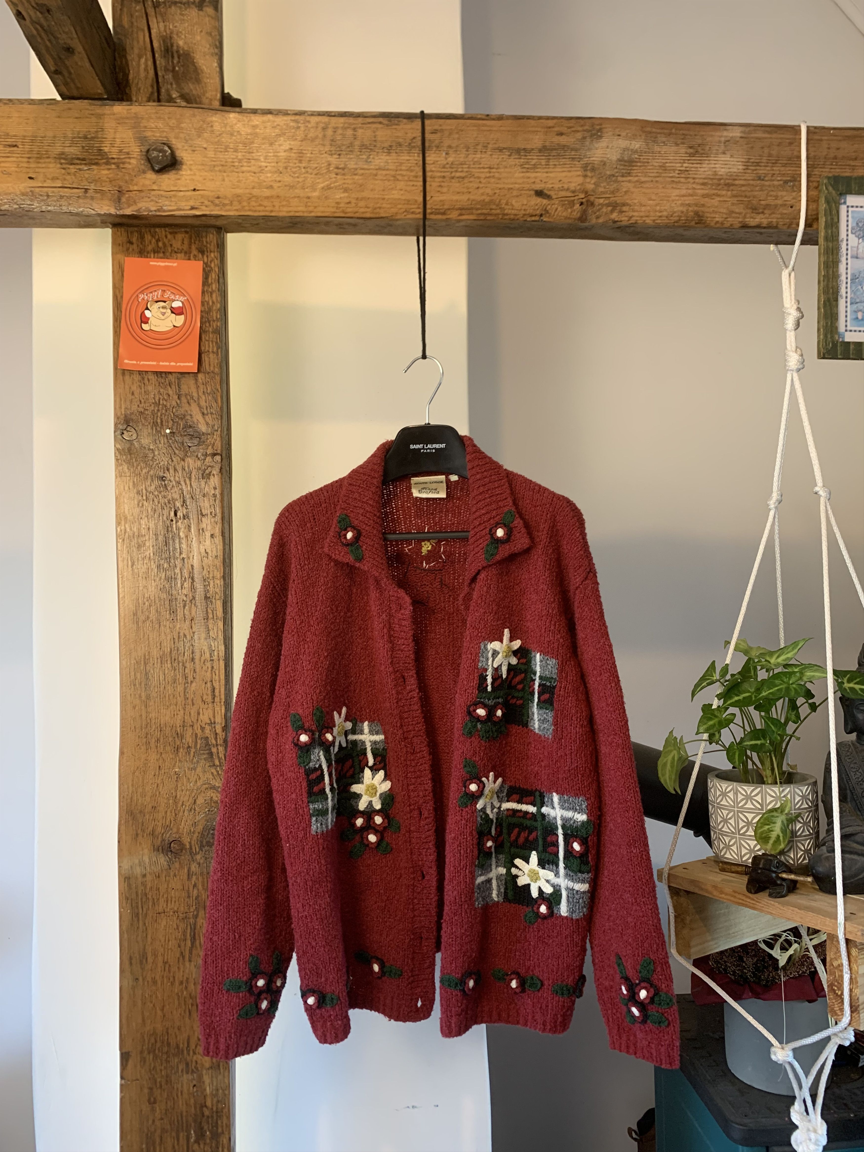 Vintage 90s Cute Christmas Flower Embroidered Cardigan Size US L / EU 52-54 / 3 - 1 Thumbnail