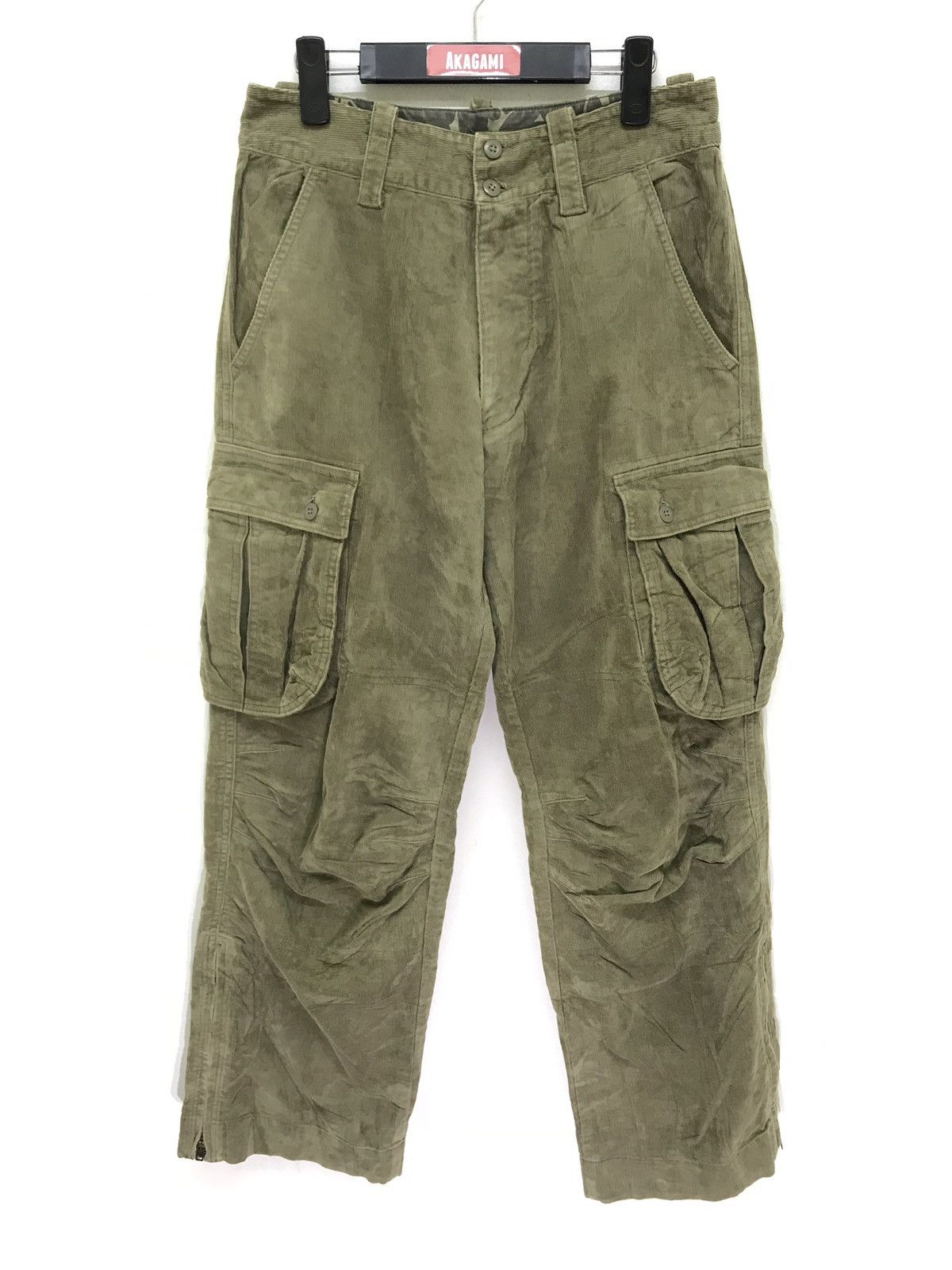 Japanese Brand Wide Baggy Sunny Cloud Cargo Pant Corduroy 3🟦9 Size US 30 / EU 46 - 1 Thumbnail