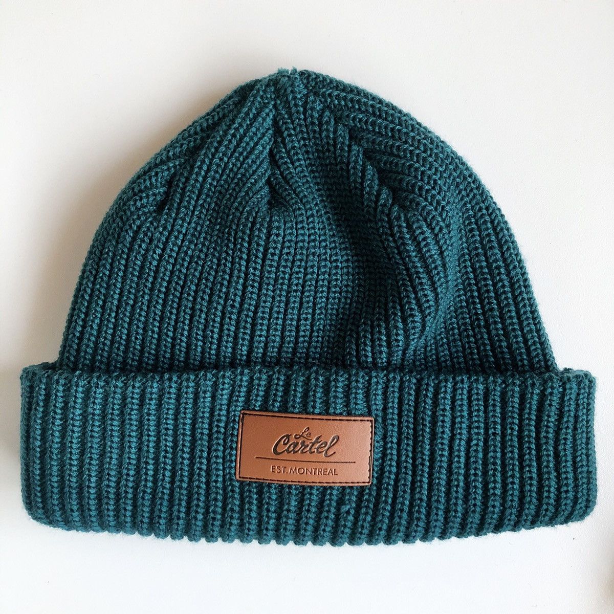 Other New Le Cartel Leather Patch Beanie TEAL Size ONE SIZE - 1 Thumbnail