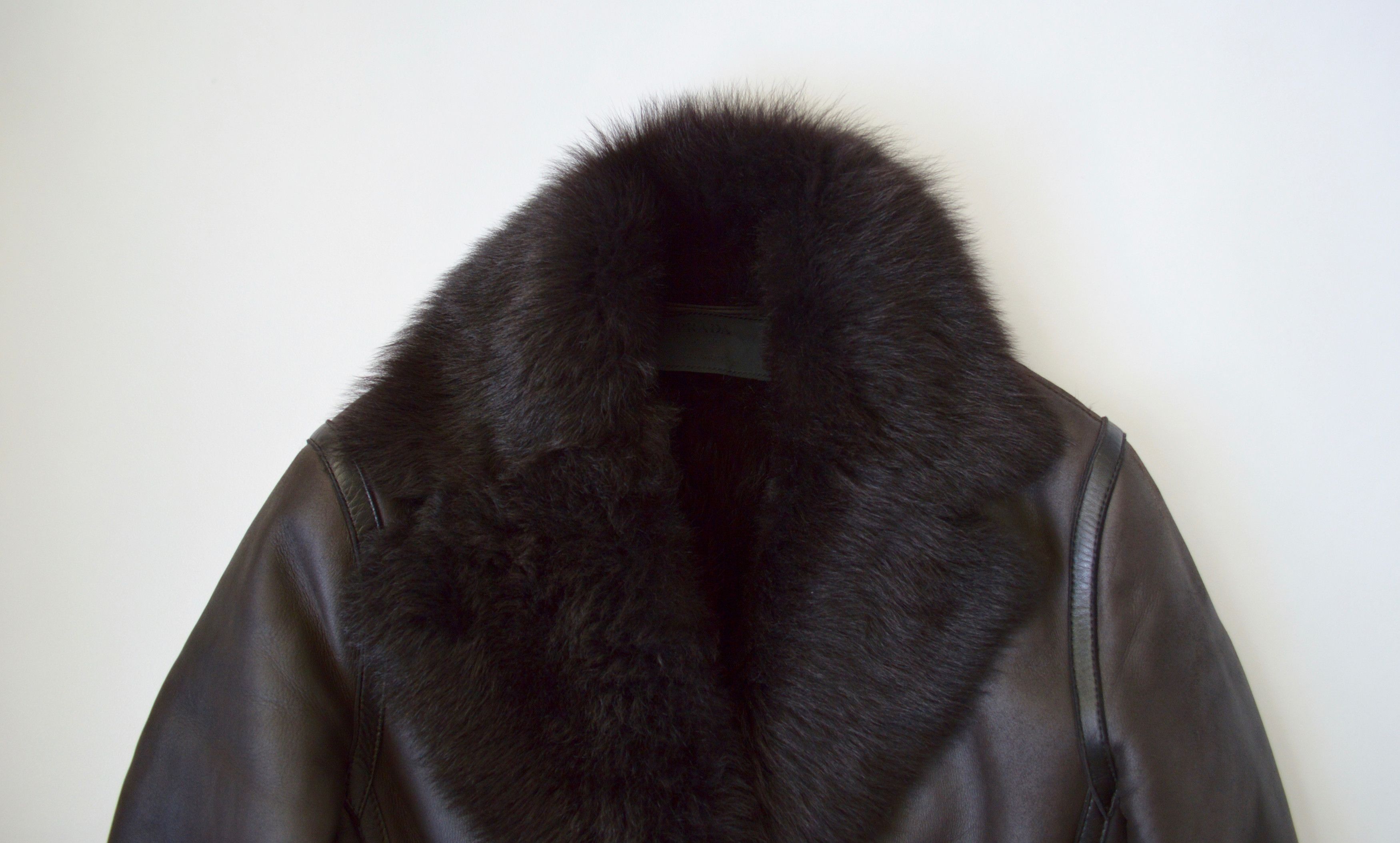 Prada Brown Shearling Leather Overcoat Size M / US 6-8 / IT 42-44 - 3 Thumbnail