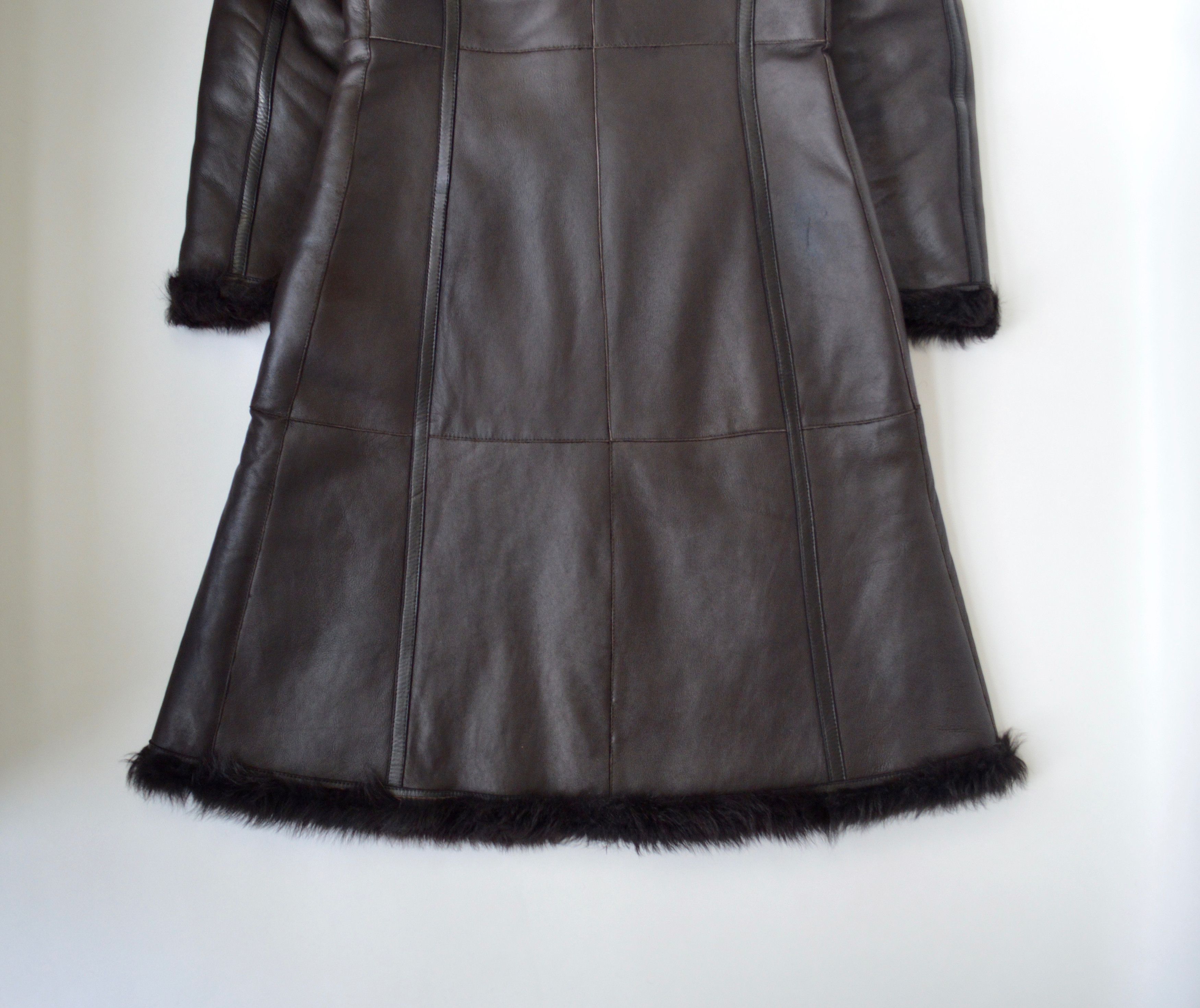 Prada Brown Shearling Leather Overcoat Size M / US 6-8 / IT 42-44 - 13 Thumbnail