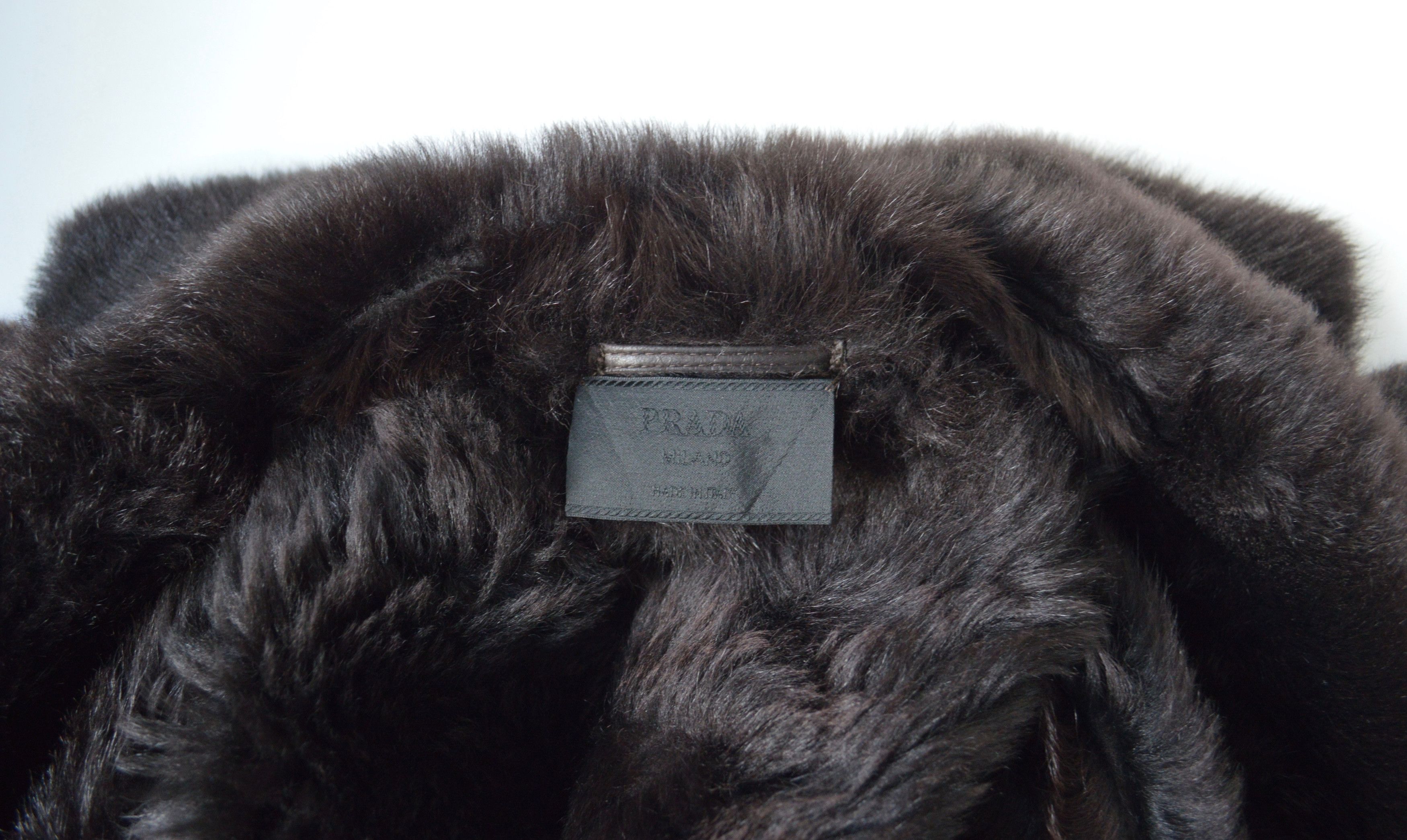 Prada Brown Shearling Leather Overcoat Size M / US 6-8 / IT 42-44 - 4 Thumbnail
