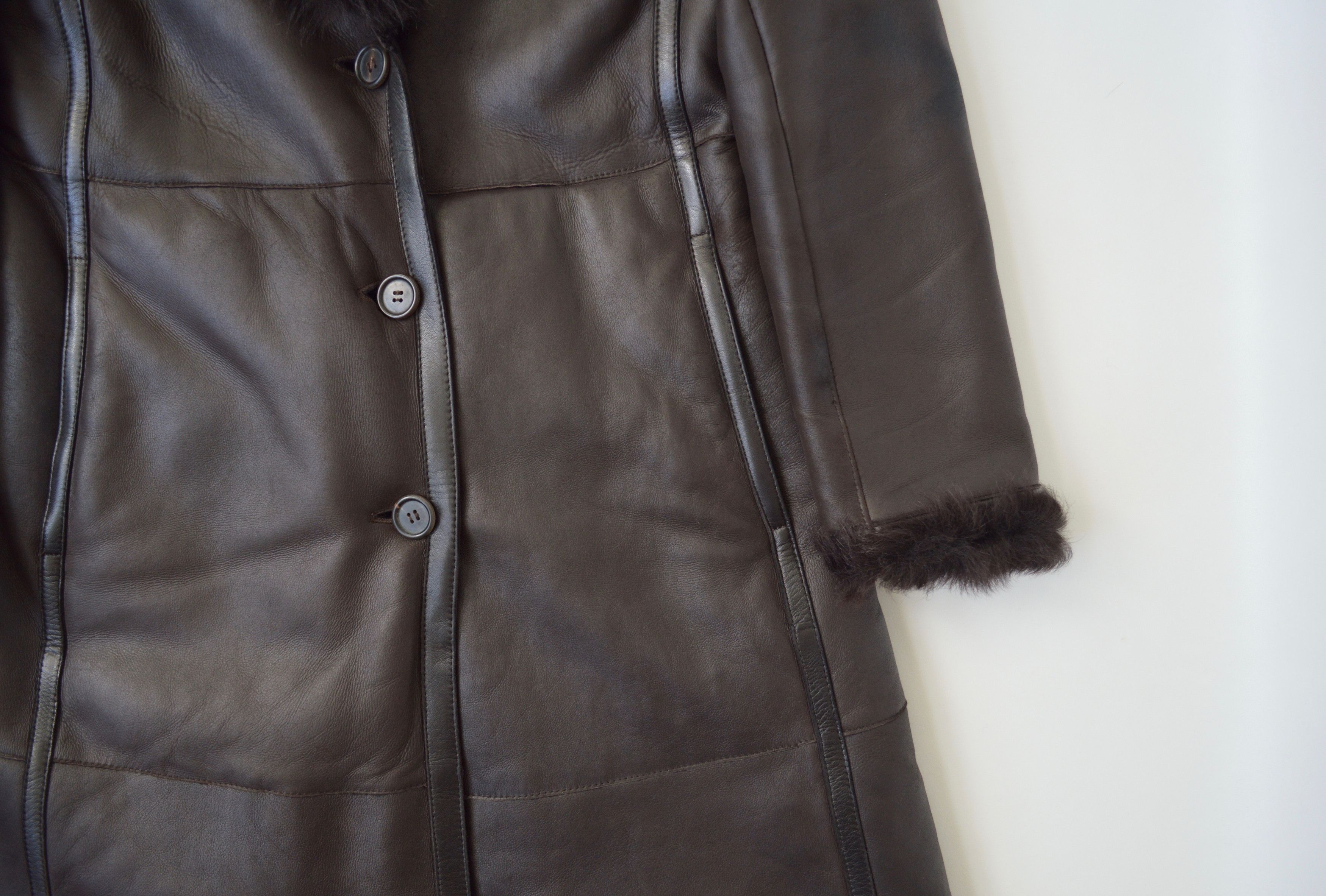 Prada Brown Shearling Leather Overcoat Size M / US 6-8 / IT 42-44 - 5 Thumbnail