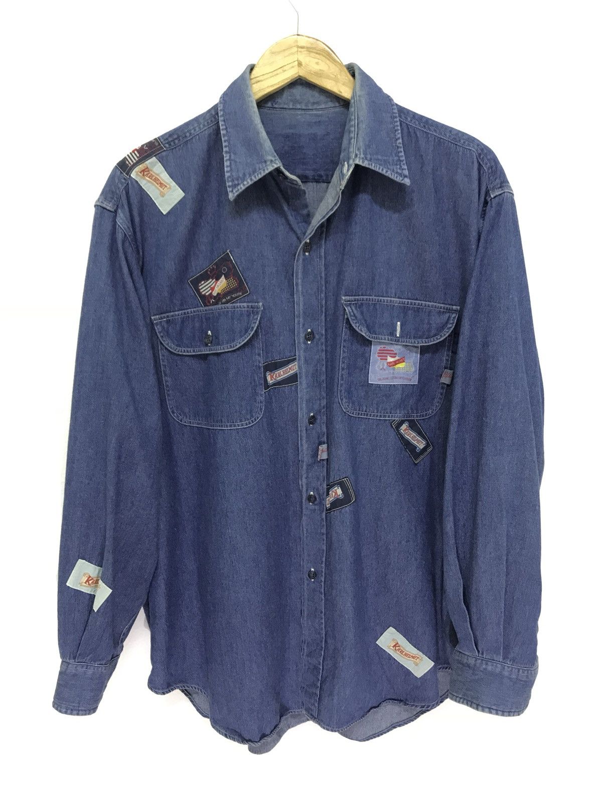 Japanese Brand Japan Brand Karl Helmut Thin Denim Shirt Patchwork 6🟩1 Size US XL / EU 56 / 4 - 3 Thumbnail