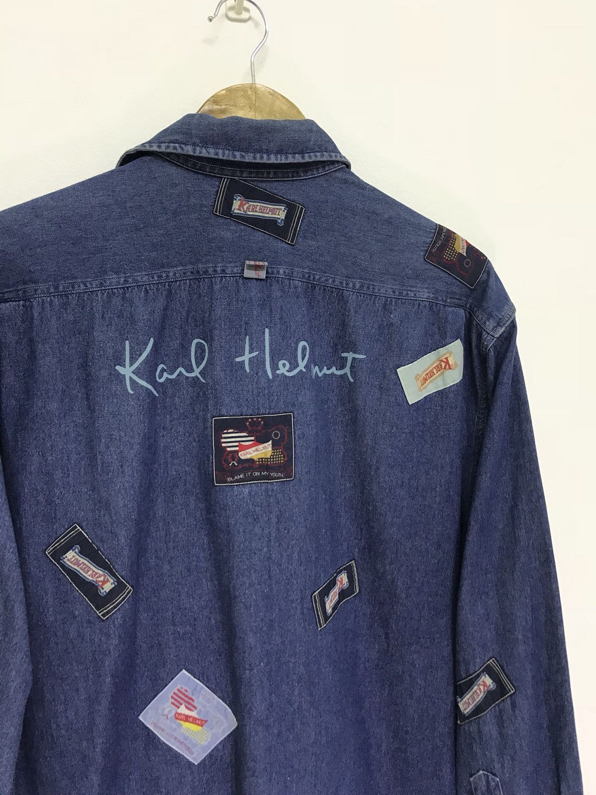 Japanese Brand Japan Brand Karl Helmut Thin Denim Shirt Patchwork 6🟩1 Size US XL / EU 56 / 4 - 2 Thumbnail
