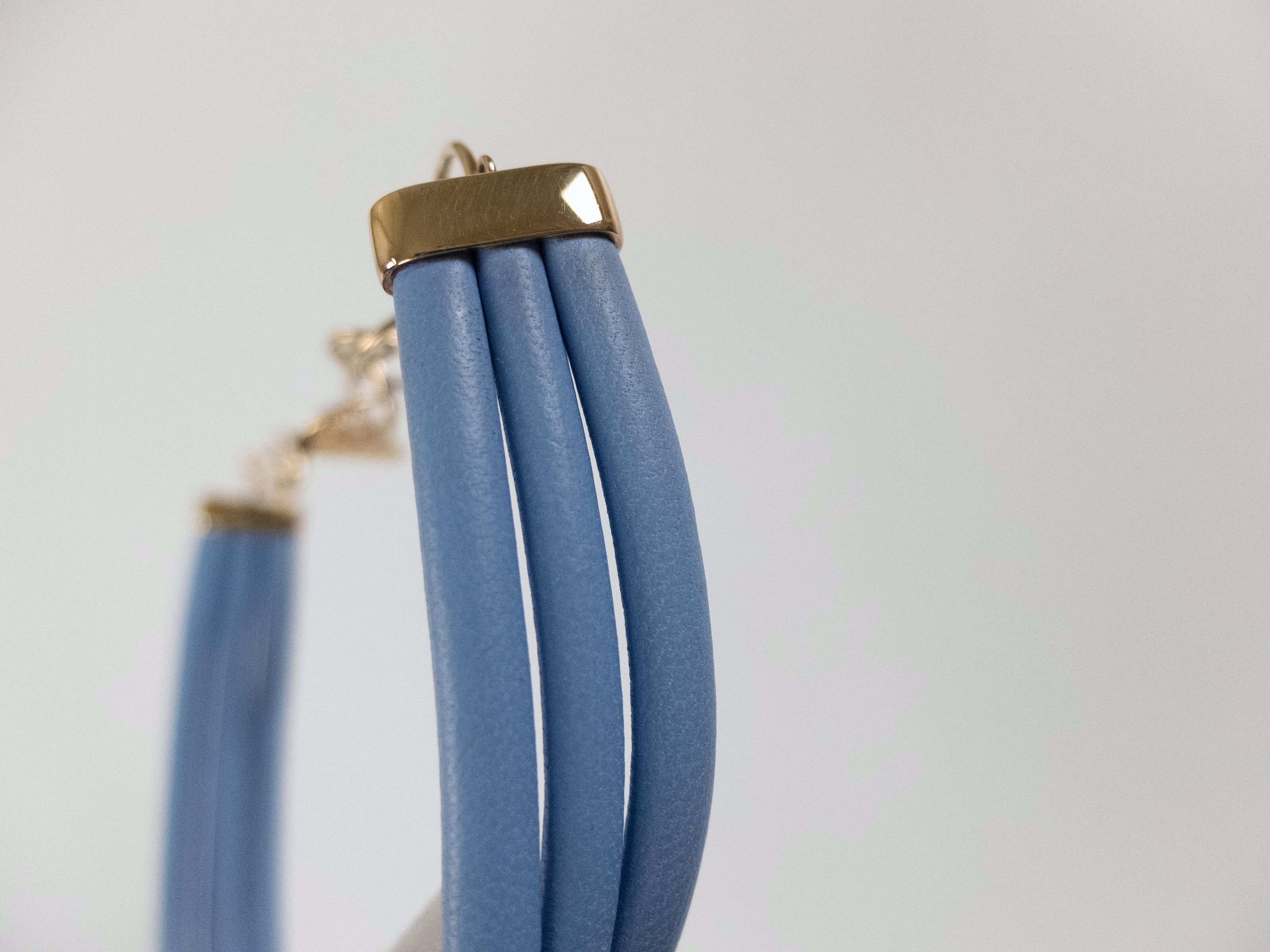 Bottega Veneta BOTTEGA VENETA blue lambskin leather & gold silver necklace Size ONE SIZE - 6 Thumbnail