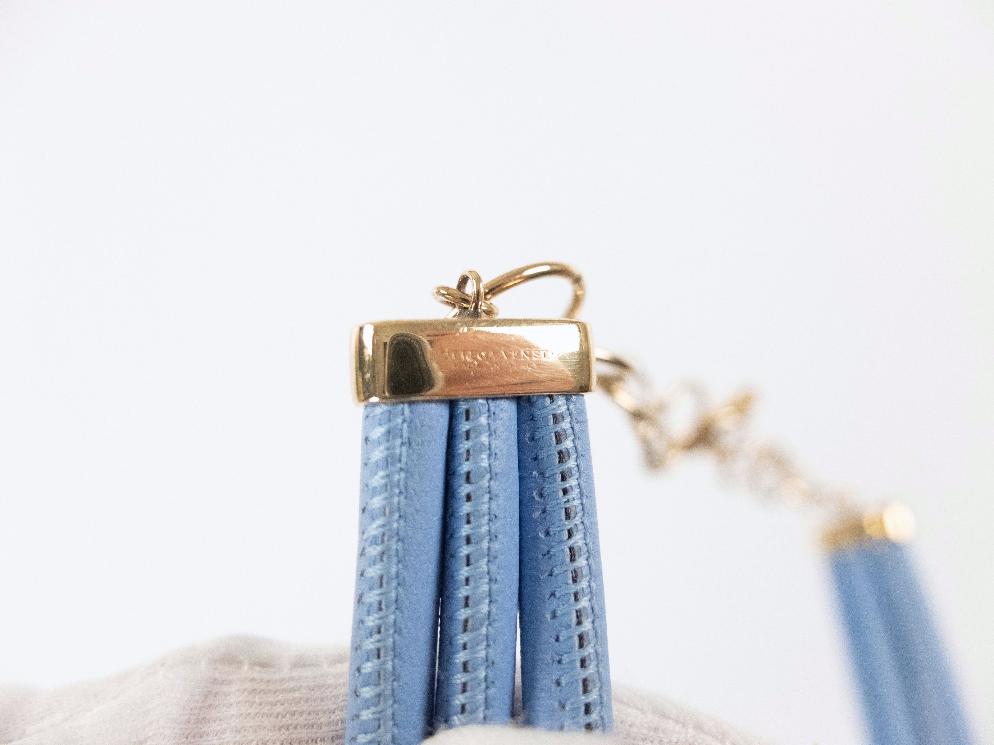 Bottega Veneta BOTTEGA VENETA blue lambskin leather & gold silver necklace Size ONE SIZE - 8 Thumbnail