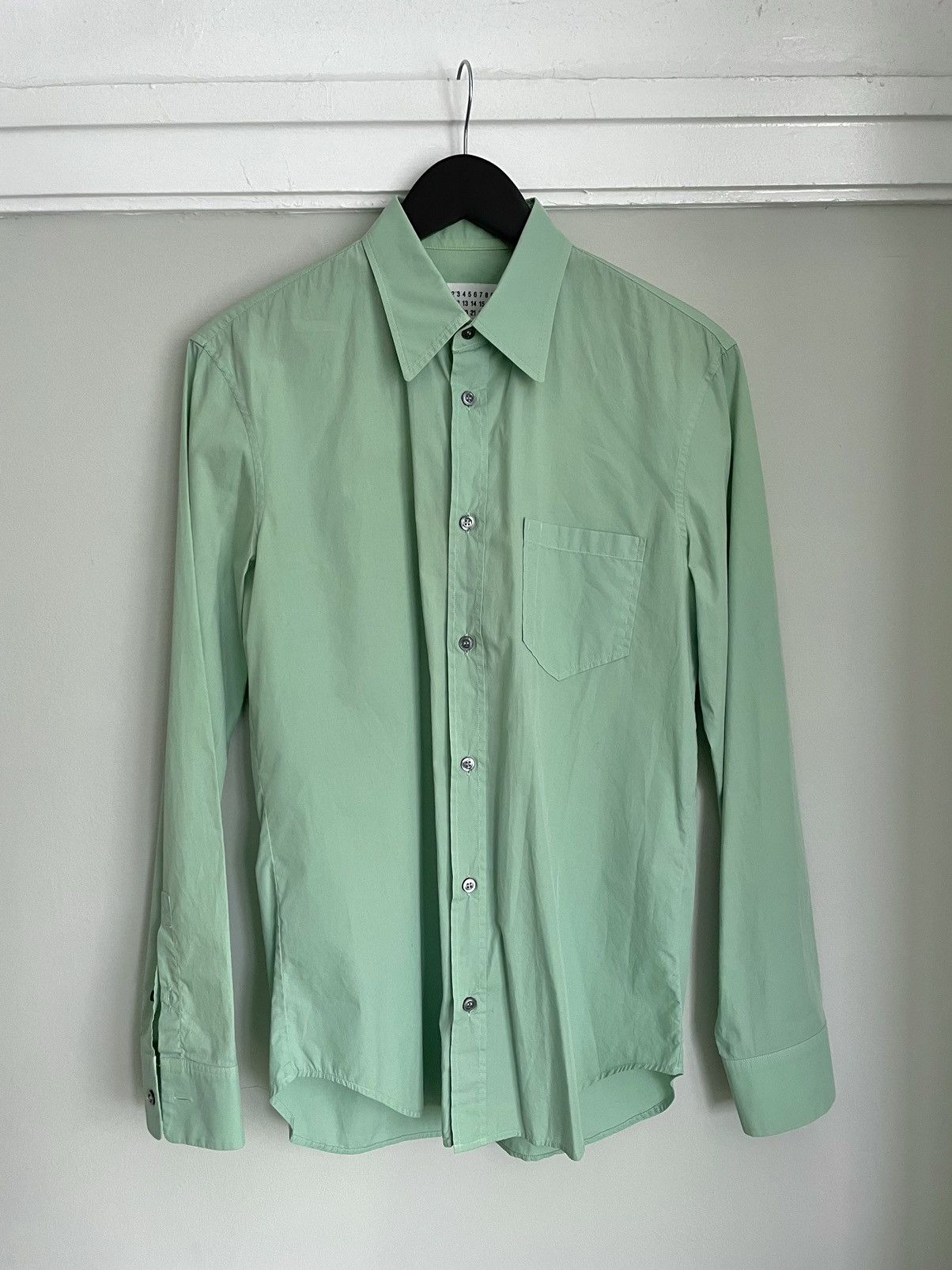 Maison Margiela Green Cotton Poplin Shirt Size US S / EU 44-46 / 1 - 1 Thumbnail