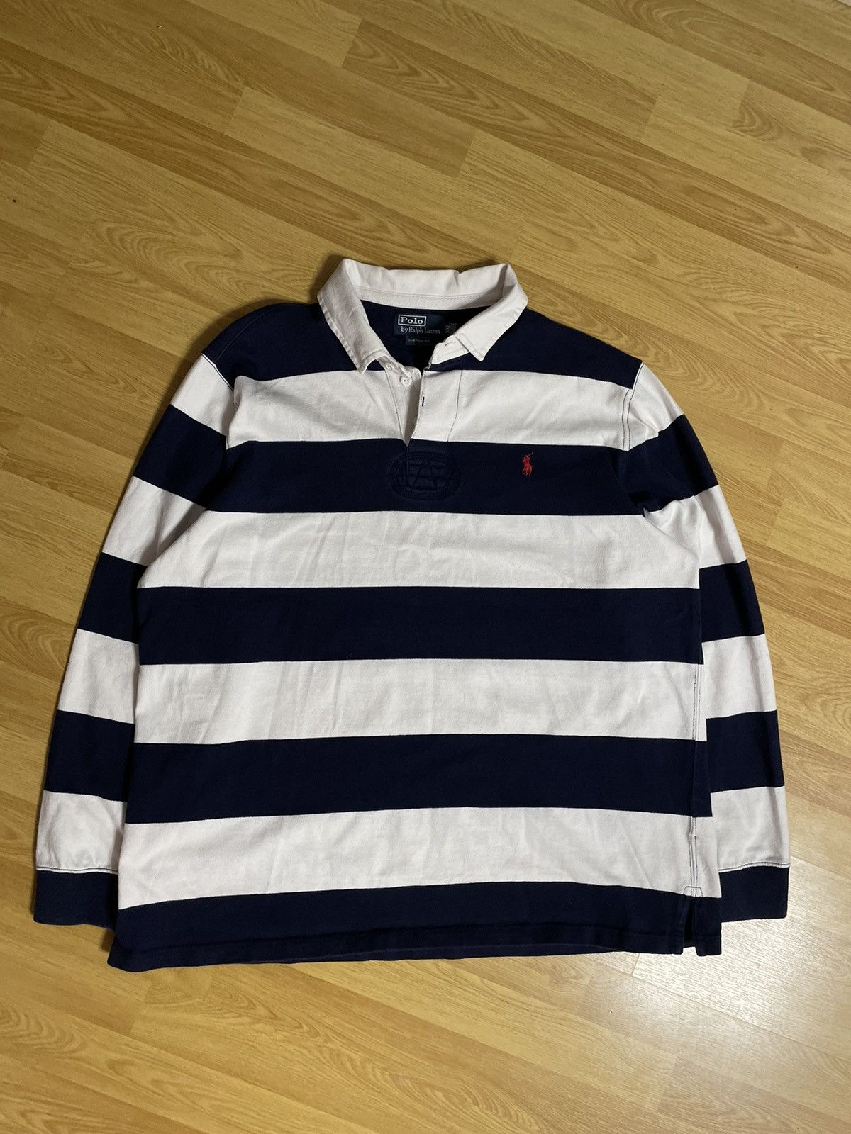 Polo Ralph Lauren × Vintage Vintage Polo Ralph Lauren Rugby Shirt Striped Longsleeve Size US XXL / EU 58 / 5 - 2 Thumbnail