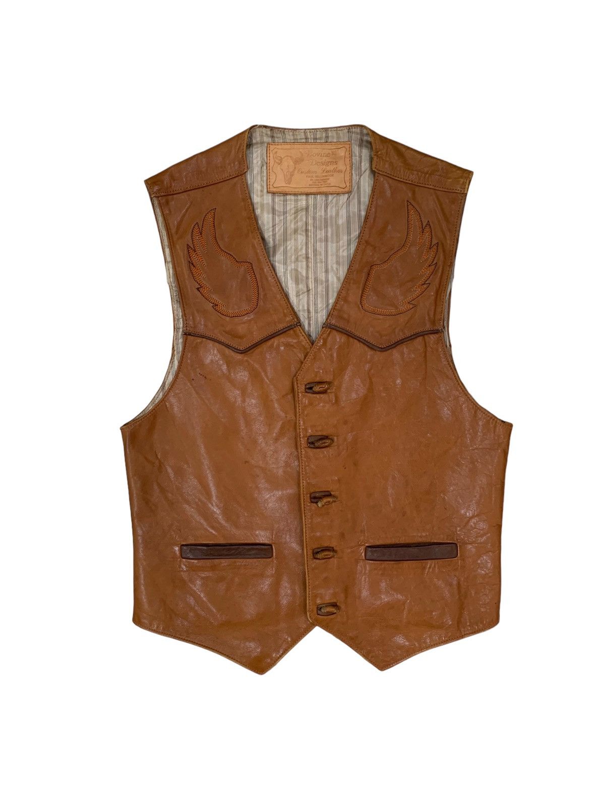 Cowboy Equipment Vintage Bovine Designs Leather Vest Size US XS / EU 42 / 0 - 1 Thumbnail