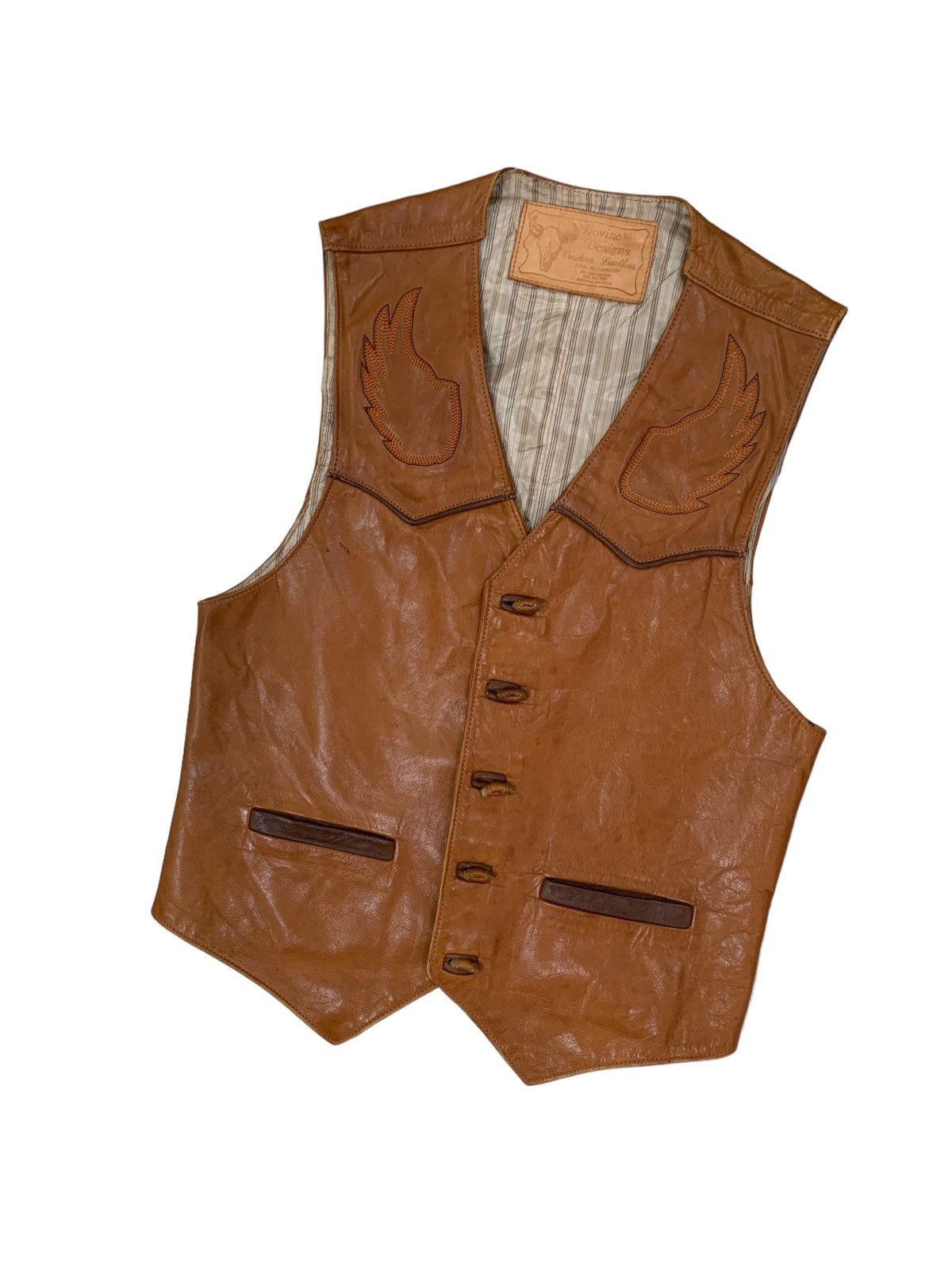 Cowboy Equipment Vintage Bovine Designs Leather Vest Size US XS / EU 42 / 0 - 7 Thumbnail