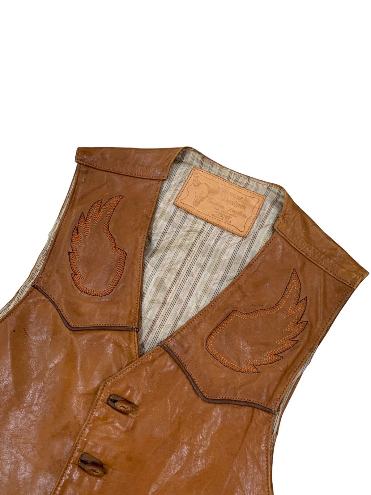 Cowboy Equipment Vintage Bovine Designs Leather Vest Size US XS / EU 42 / 0 - 9 Thumbnail