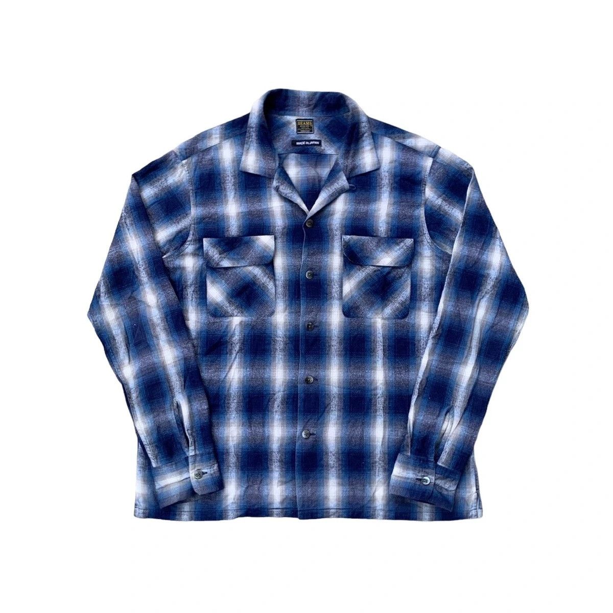 image of Beams Plus x Hysteric Glamour Vintage Rayon Shadow Plaid Flannel Shirt Beams Japan in Blue Tartan (