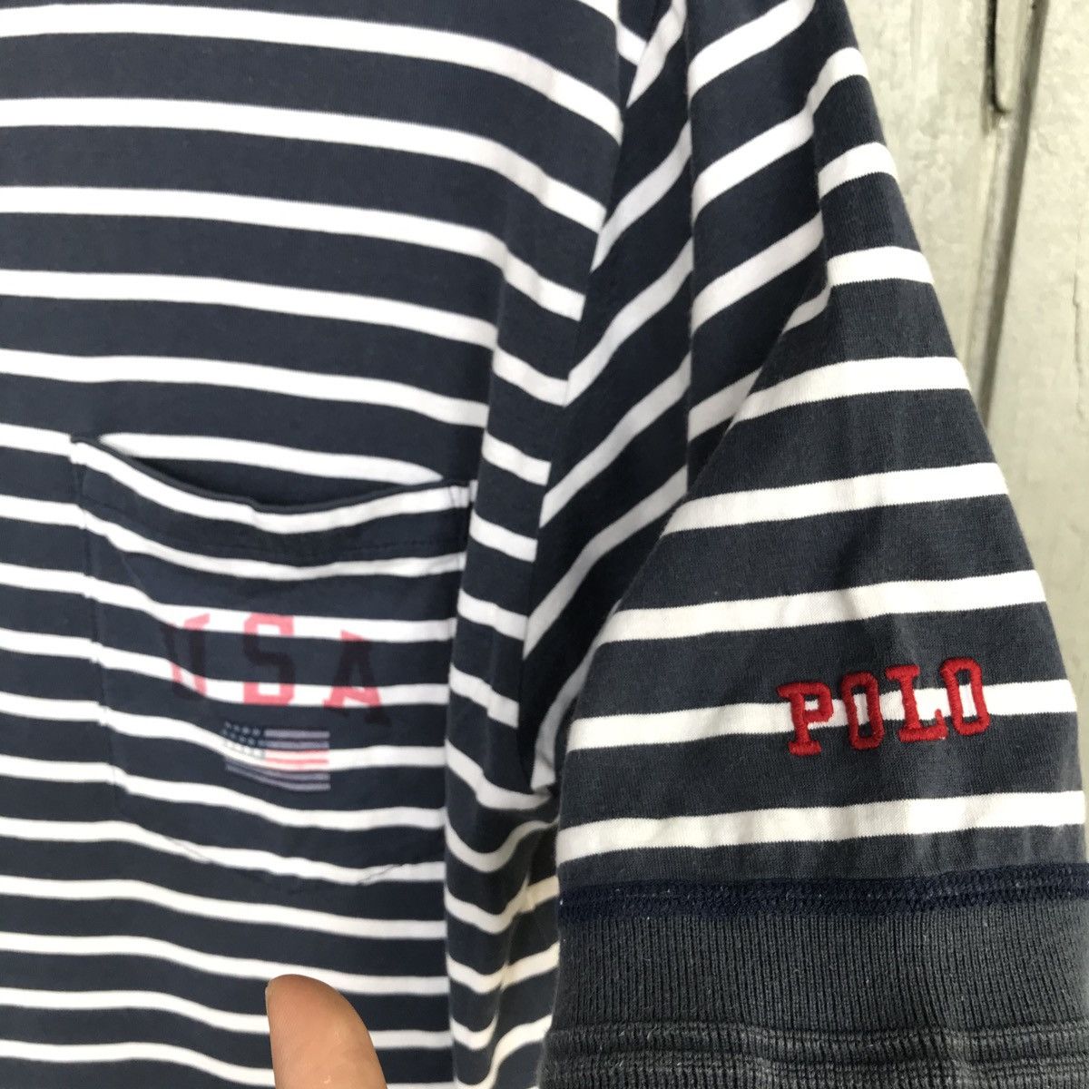 Polo Ralph Lauren × Vintage Vintage POLO USA button stripes tees Size US L / EU 52-54 / 3 - 4 Thumbnail