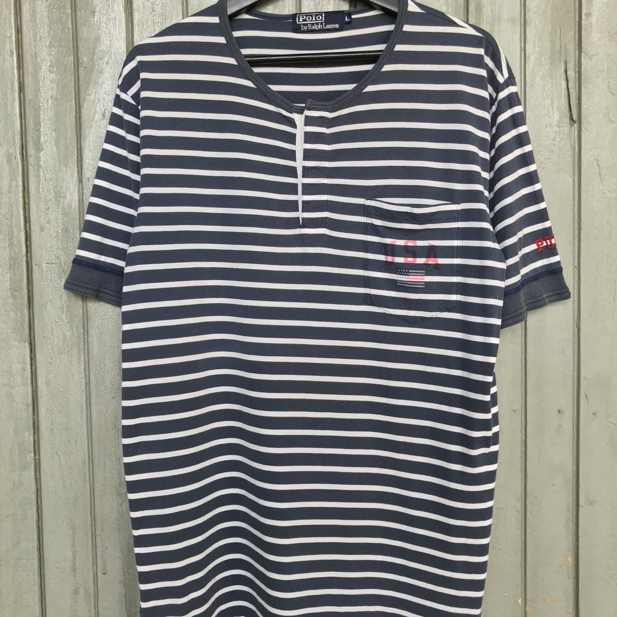 Polo Ralph Lauren × Vintage Vintage POLO USA button stripes tees Size US L / EU 52-54 / 3 - 3 Thumbnail
