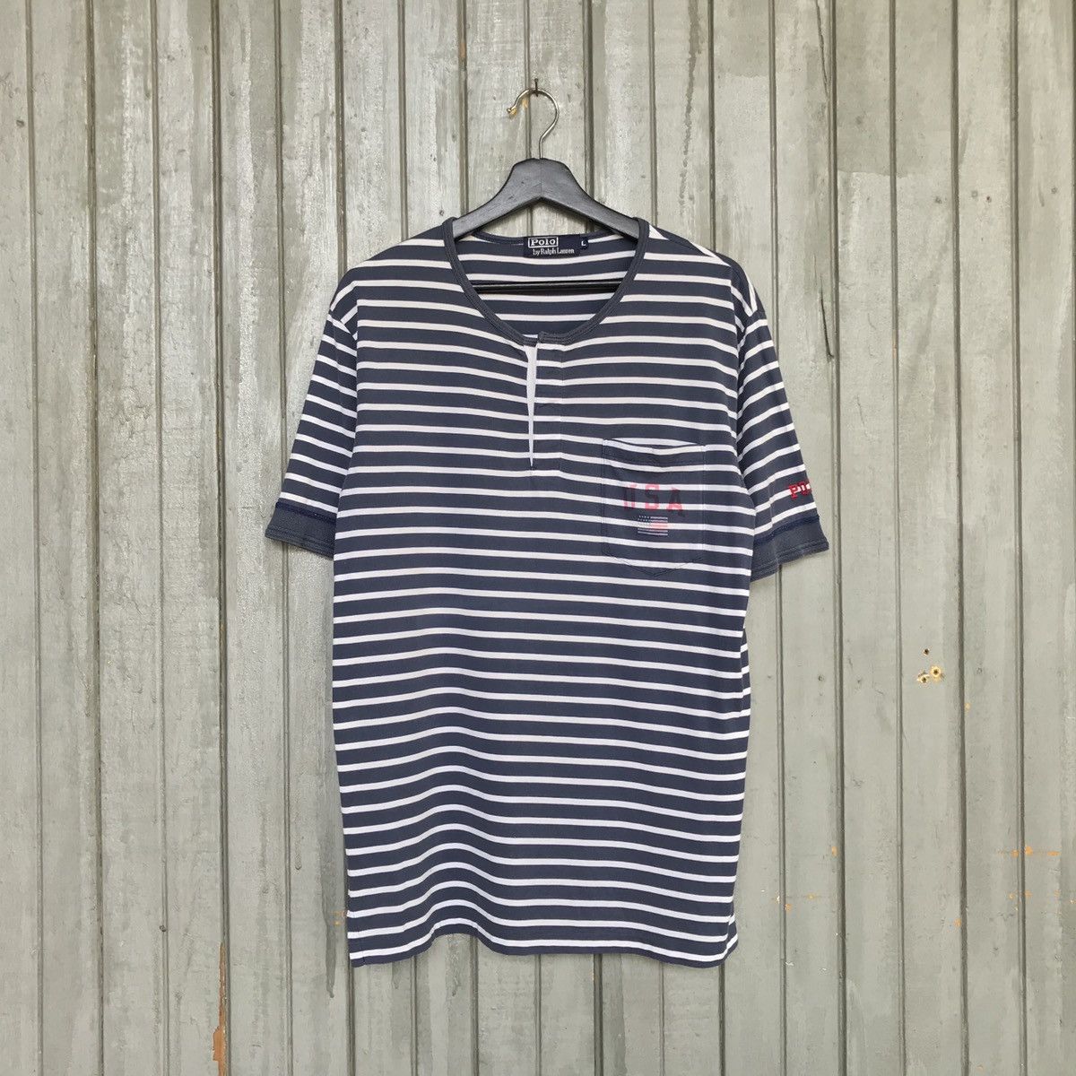 Polo Ralph Lauren × Vintage Vintage POLO USA button stripes tees Size US L / EU 52-54 / 3 - 2 Thumbnail