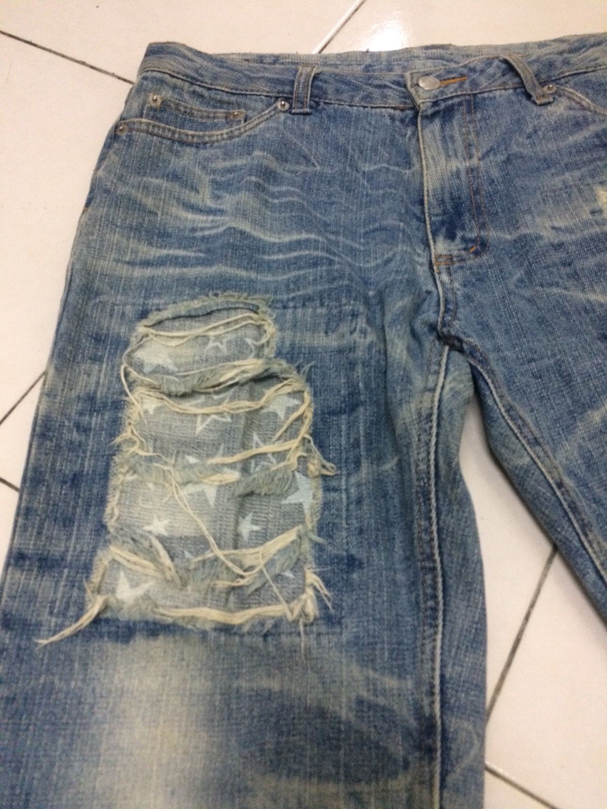 Japanese Brand Vintage Faded Black Jeans with Distressed Wash Effect Size US 33 - 5 Thumbnail