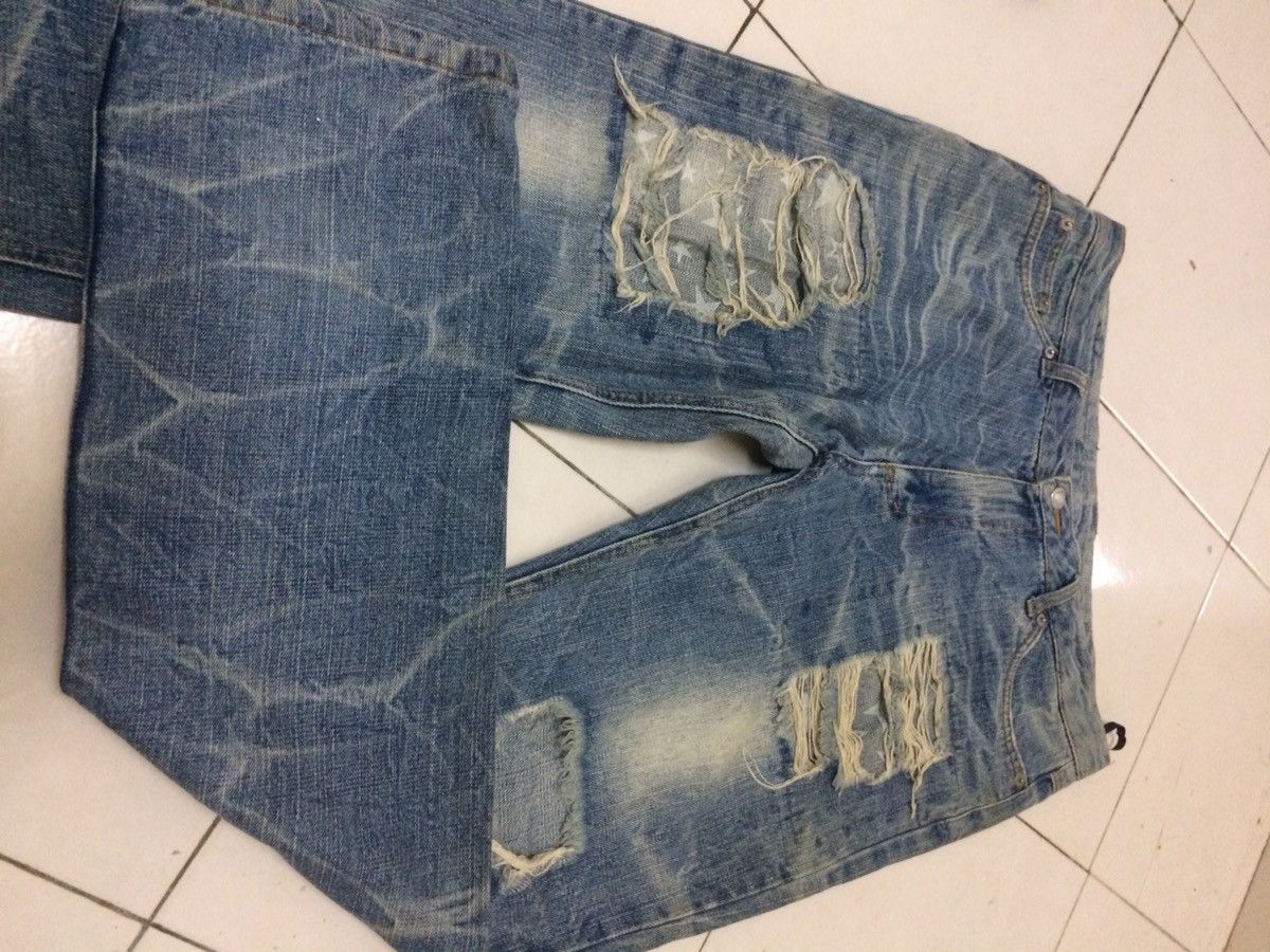 Japanese Brand Vintage Faded Black Jeans with Distressed Wash Effect Size US 33 - 7 Thumbnail