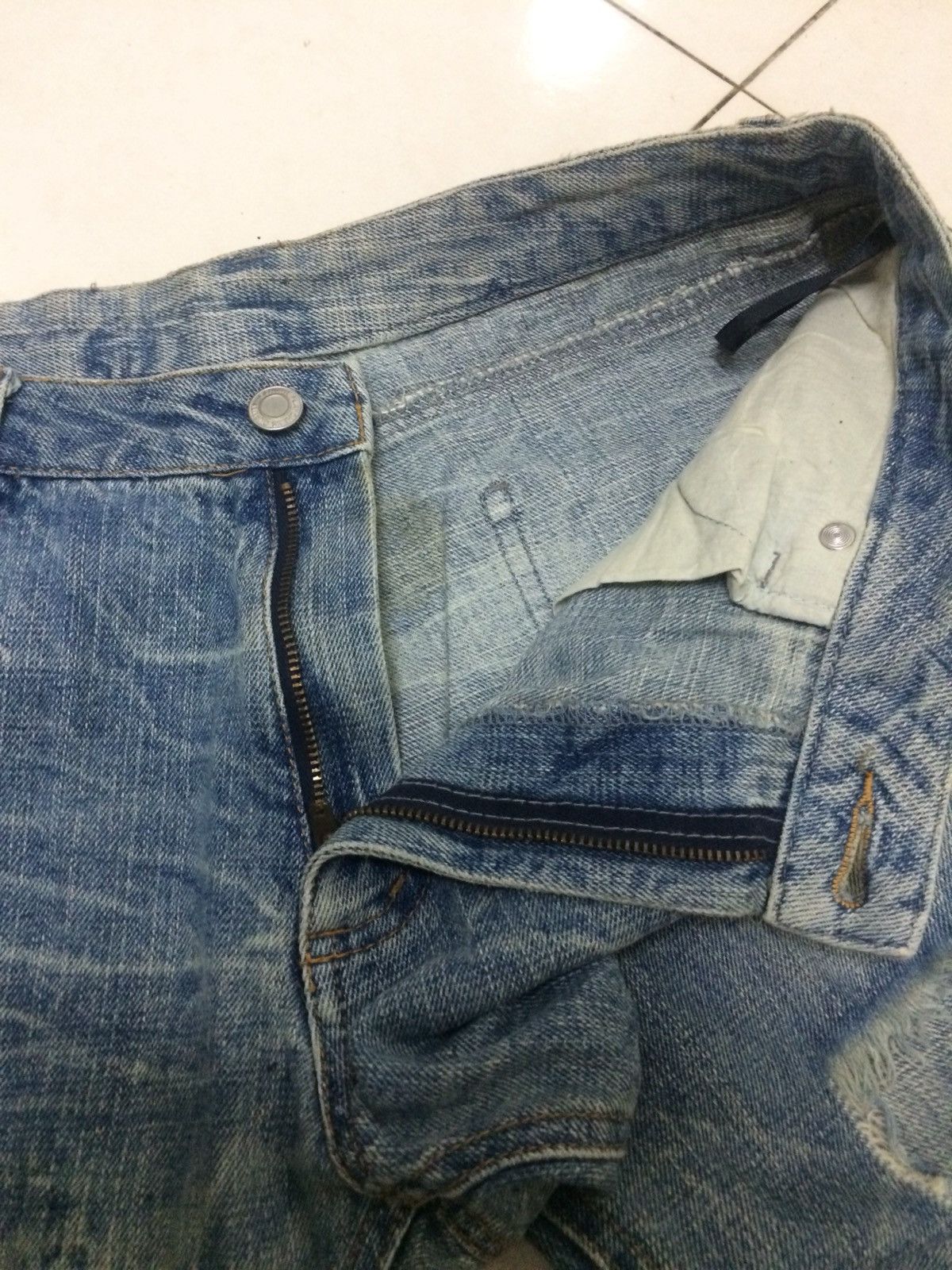 Japanese Brand Vintage Faded Black Jeans with Distressed Wash Effect Size US 33 - 8 Thumbnail