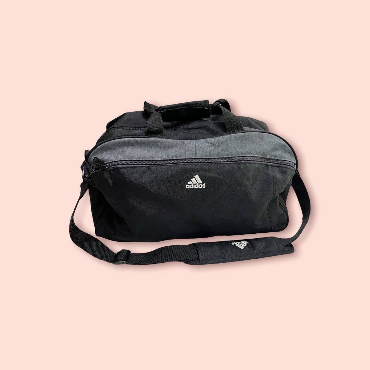 image of Vintage Adidas Sports Travel Duffle Bag in Black/Grey, Men's