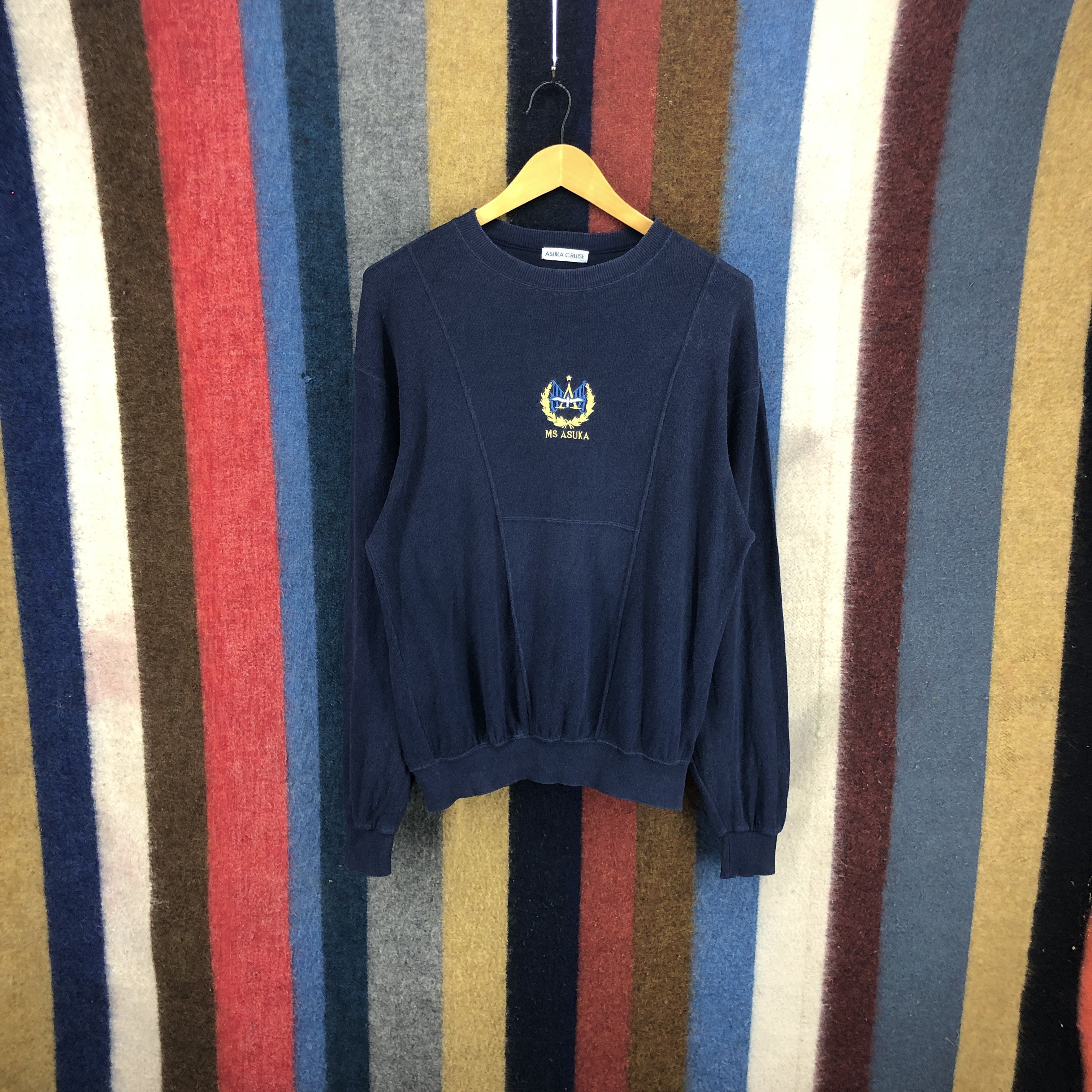 image of 90's Vintage Asuka Cruise Ms Asuka Sweatshirt 0313/m in Navy Blue, Men's (Size Medium)