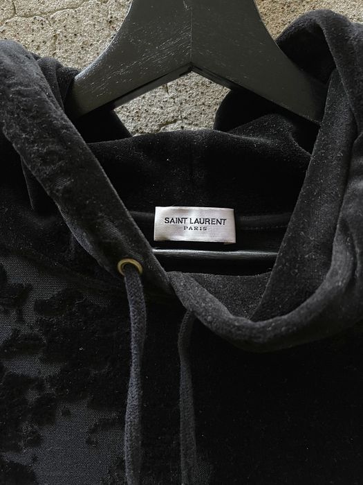 Saint laurent velvet hoodie sales
