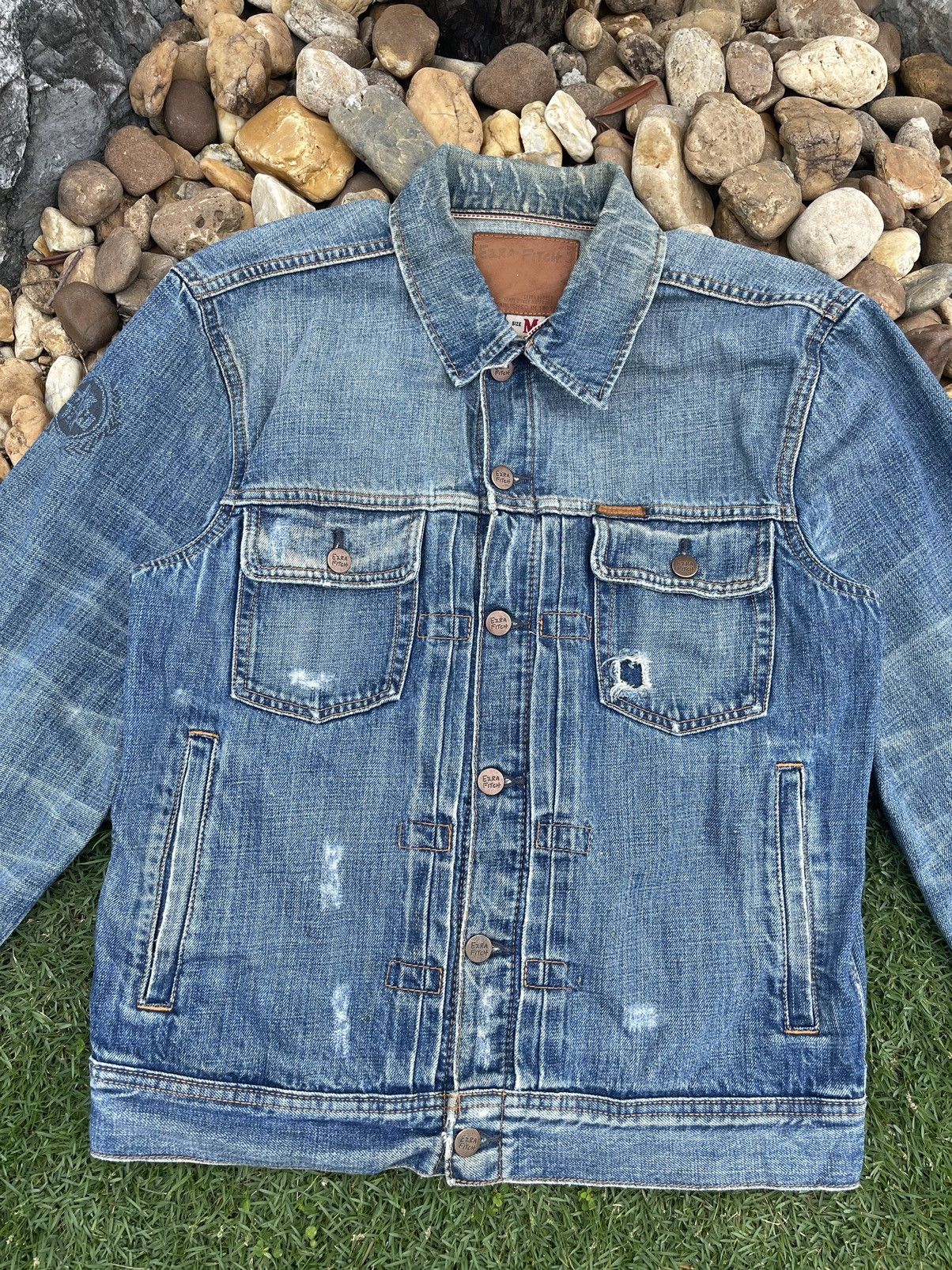 Vintage 🔥VINTAGE EZRA FITCH SELVEDGE PAINTED DISTRESSED DENIM JACKET Size US M / EU 48-50 / 2 - 2 Preview