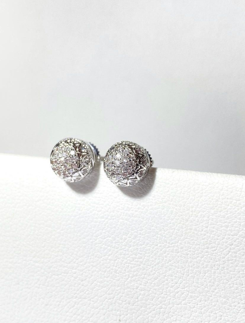 “Half Sphere” 14k White Gold Earrings