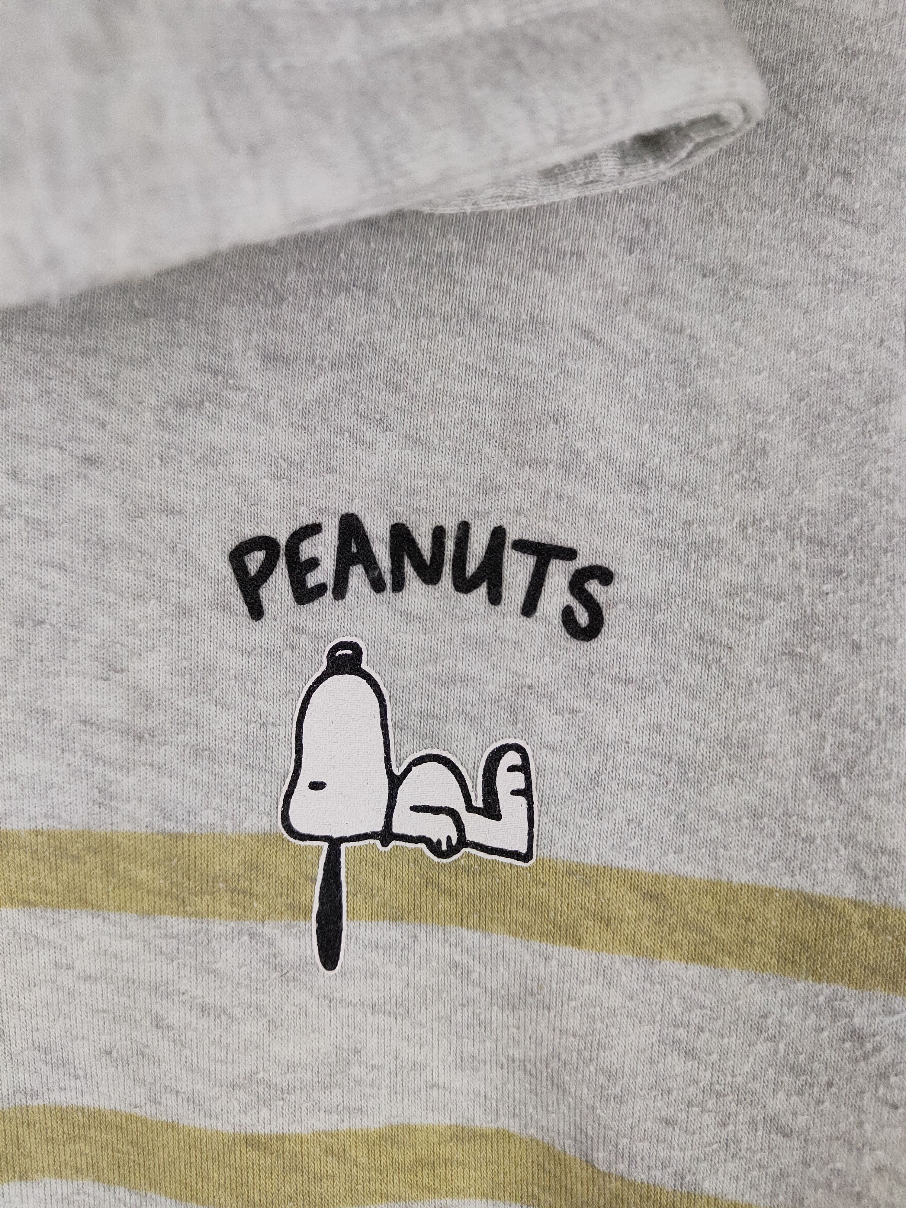 Japanese Brand Peanuts Gray Yellow Snoopy Stripe Hoodie Sweatshirt #270B Size M / US 6-8 / IT 42-44 - 3 Thumbnail